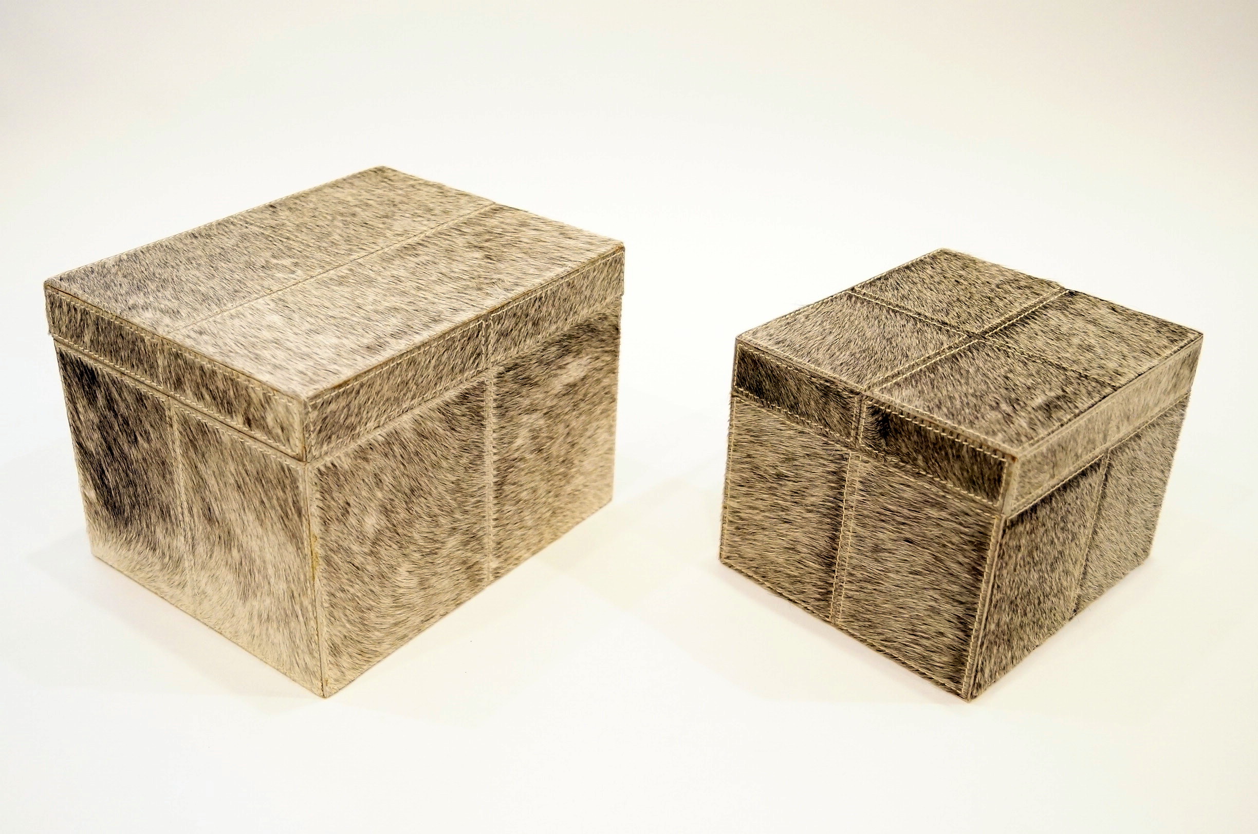 Set of Three Cow Hide Boxes