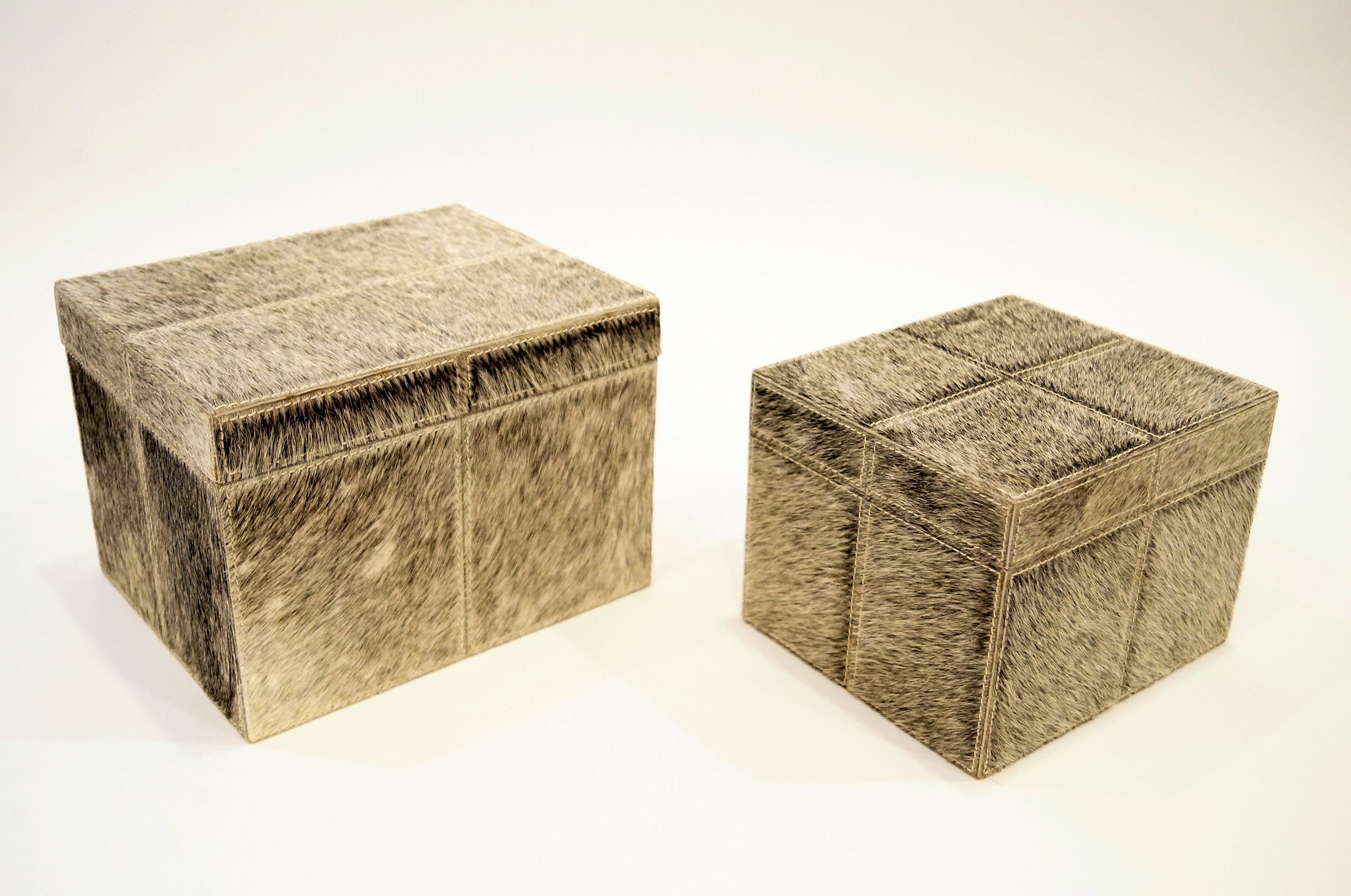 Set of Three Cow Hide Boxes