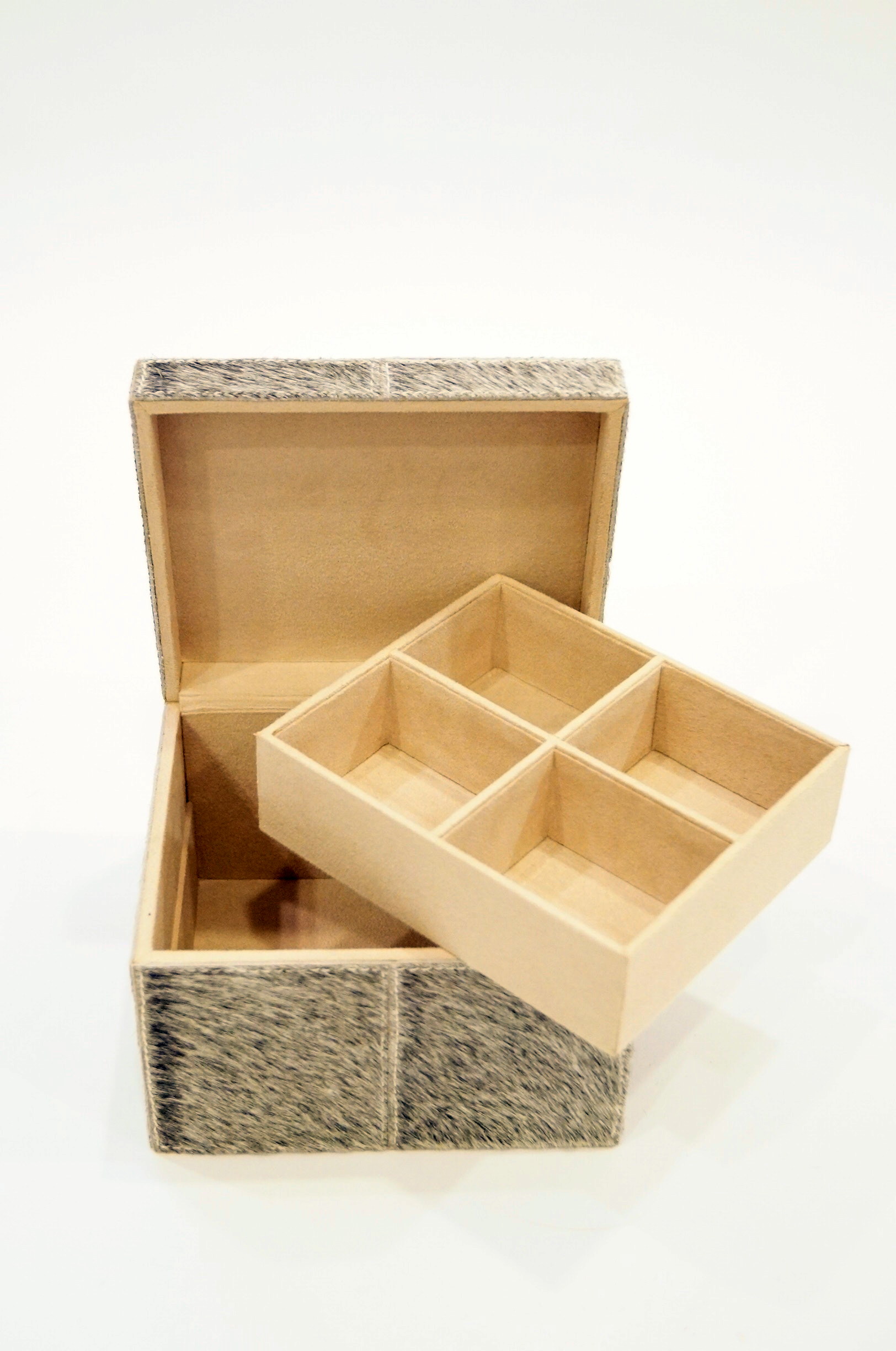 Set of Three Cow Hide Boxes