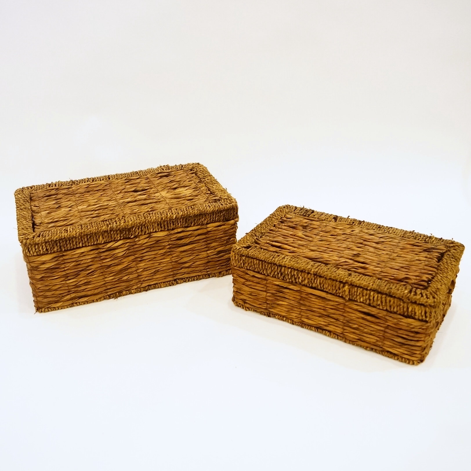 Pair of Woven  Boxes With Lids