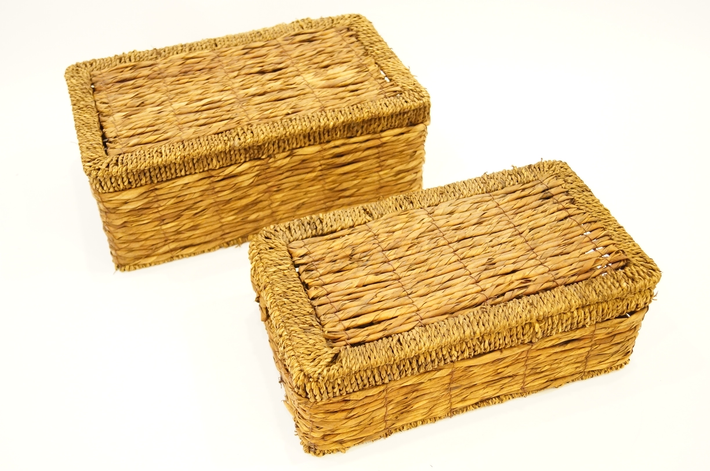 Pair of Woven  Boxes With Lids