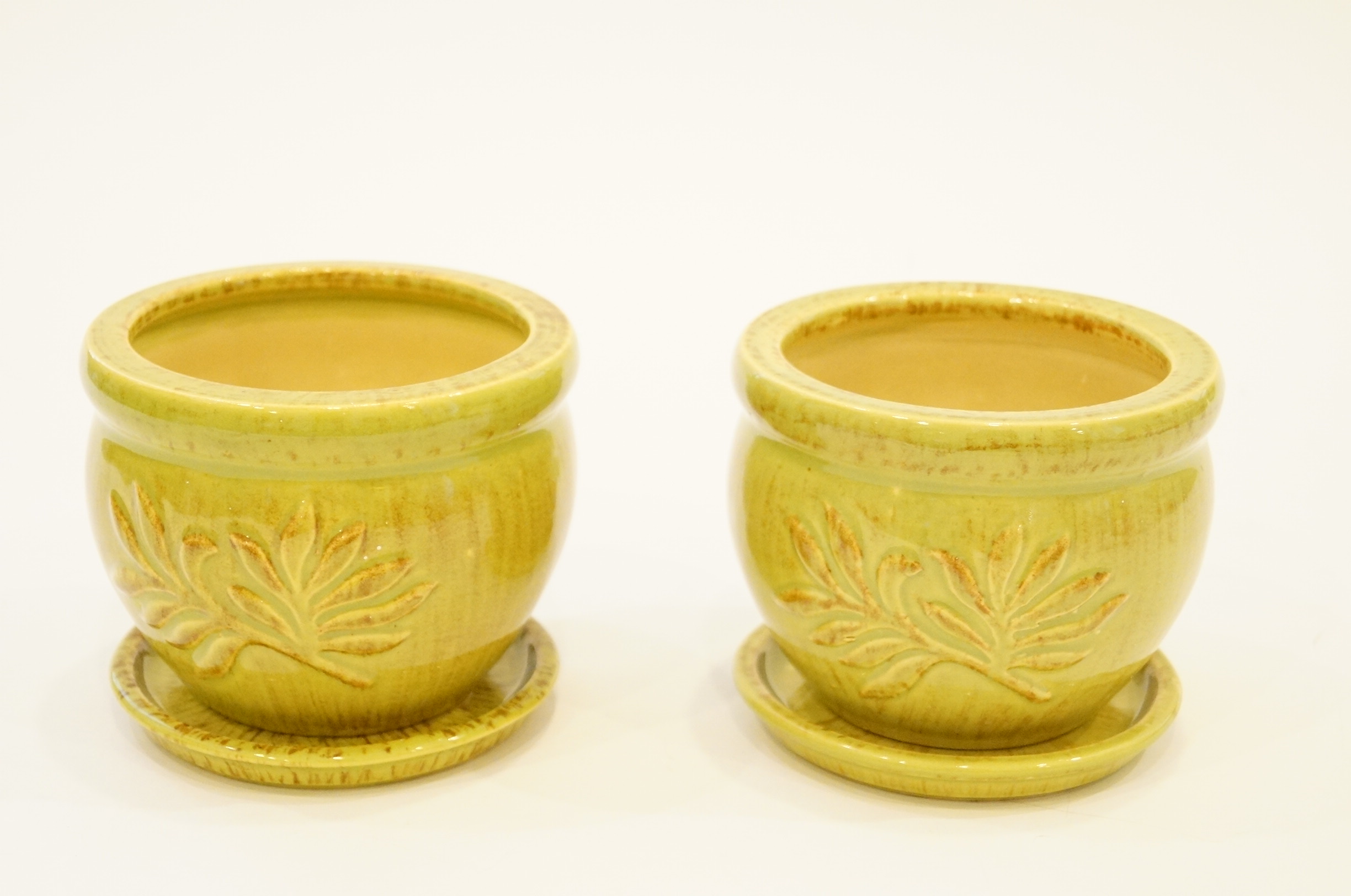 Pair of Celery Green Cache Pots
