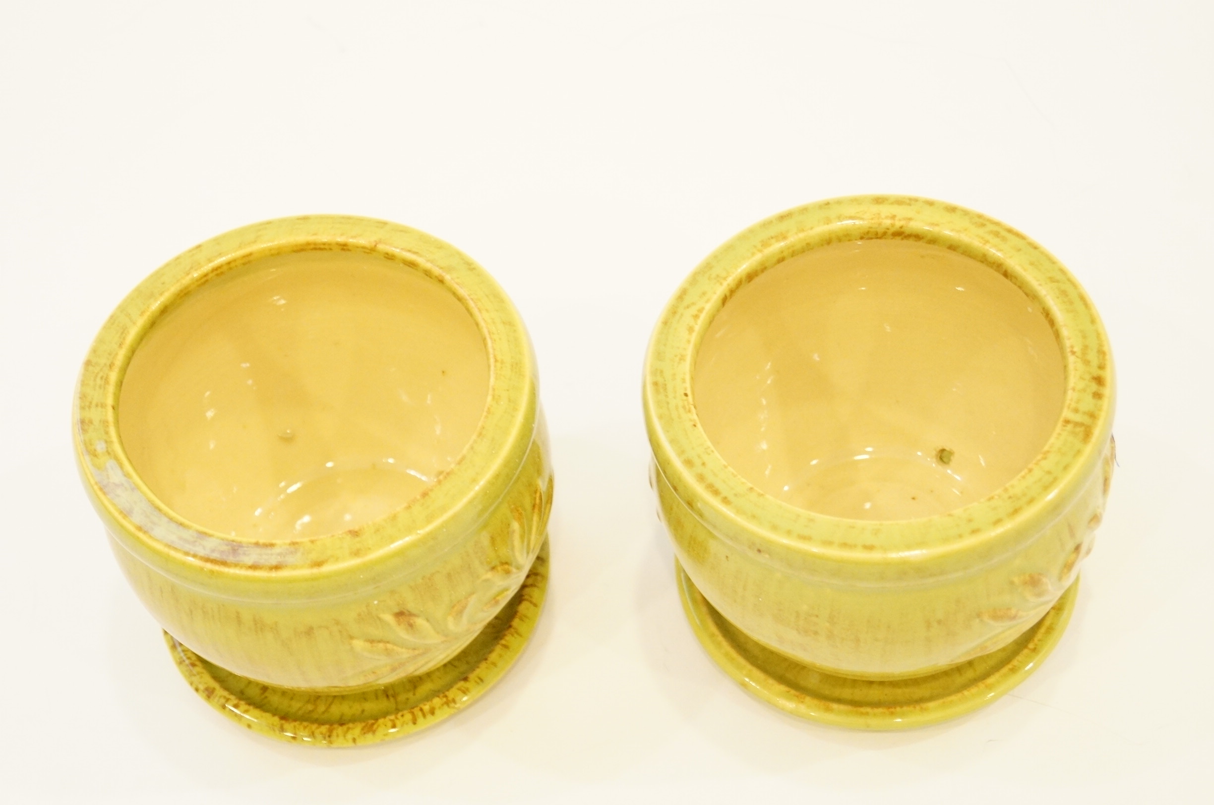 Pair of Celery Green Cache Pots