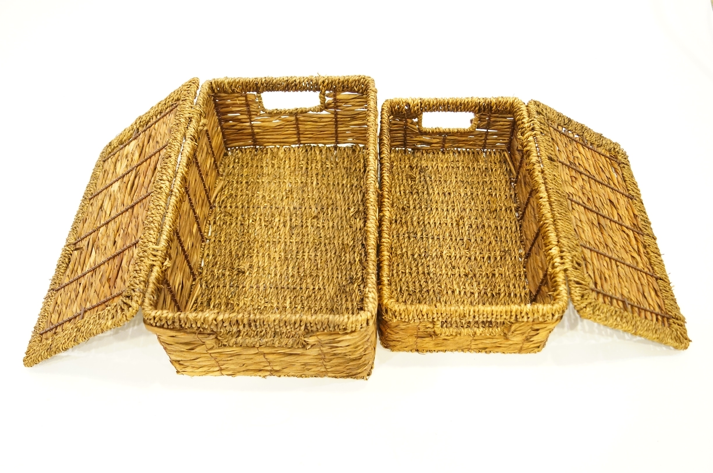 Pair of Woven  Boxes With Lids