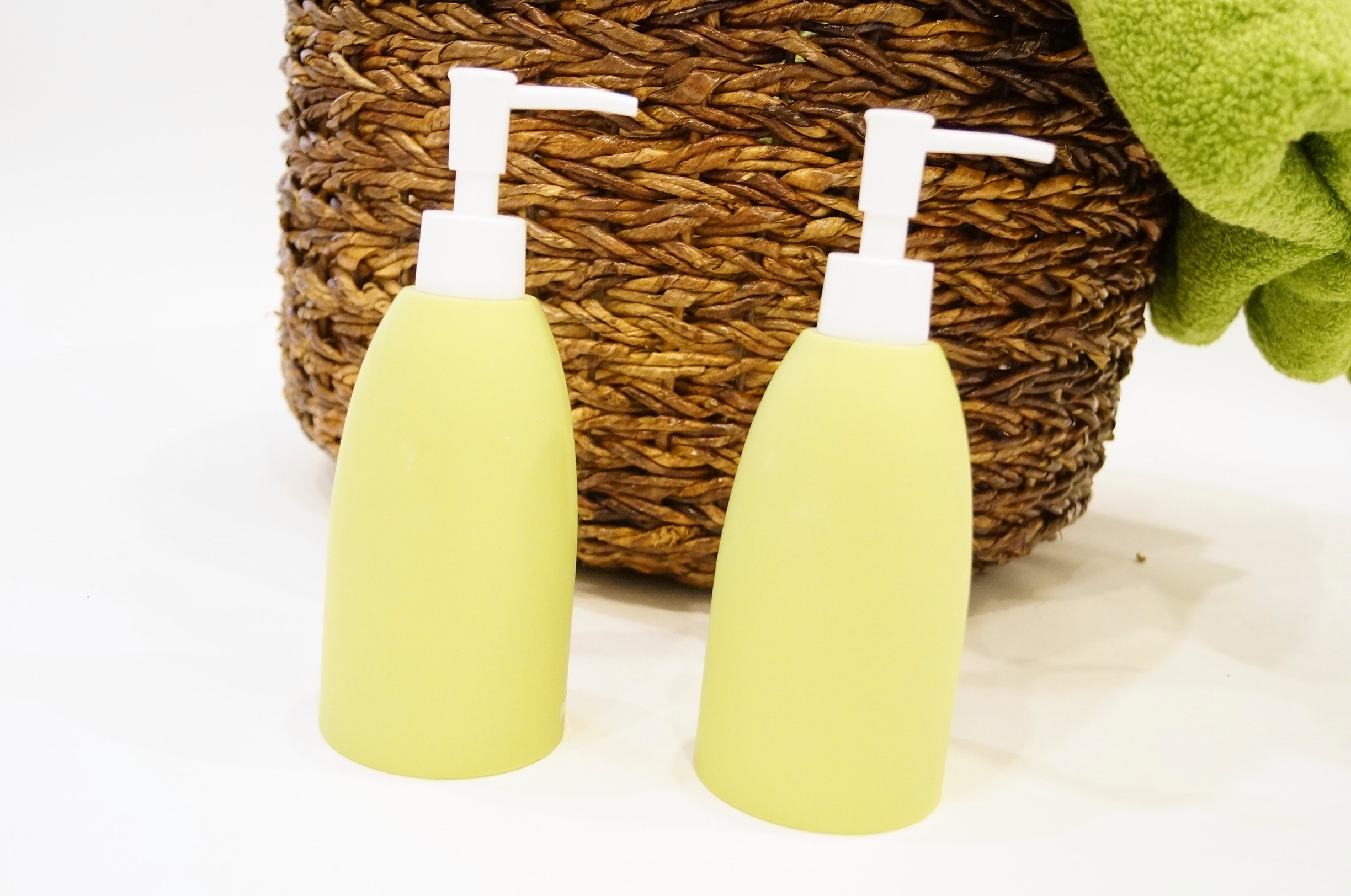 Large Woven Laundry Basket and Towels