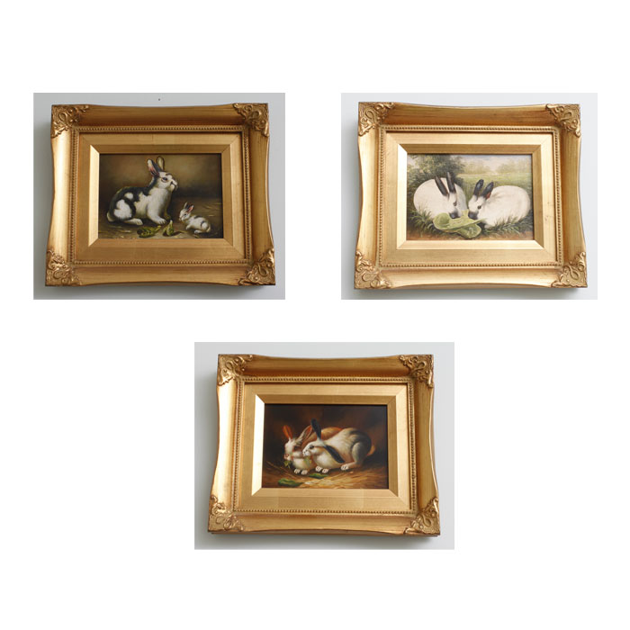 Framed Original Rabbit Oil Paintings by Robert Grace