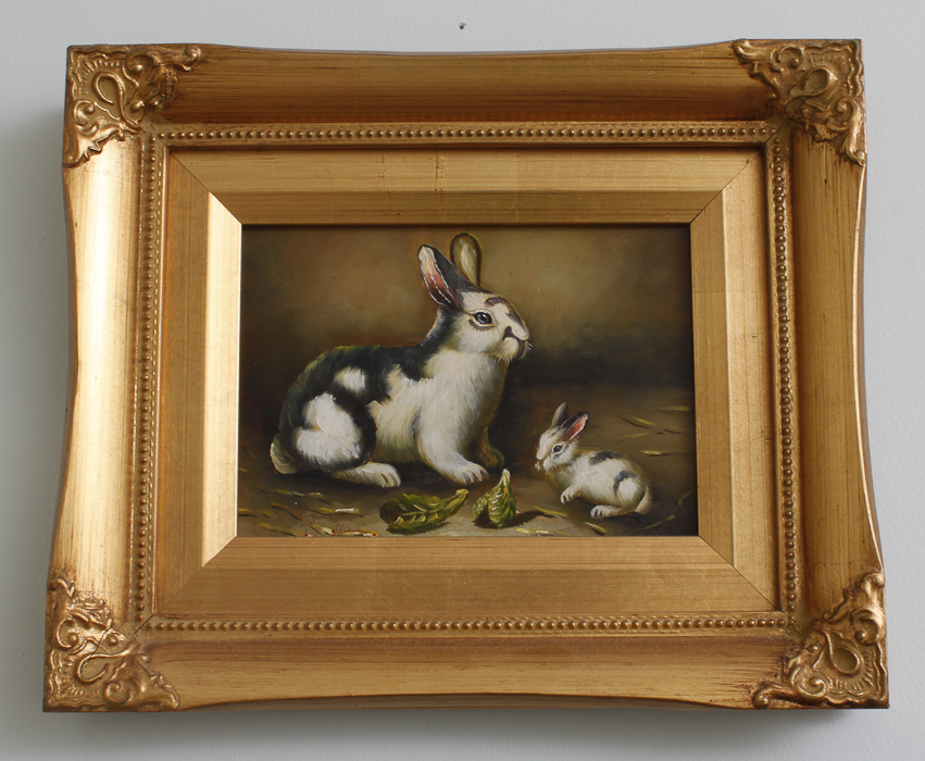 Framed Original Rabbit Oil Paintings by Robert Grace