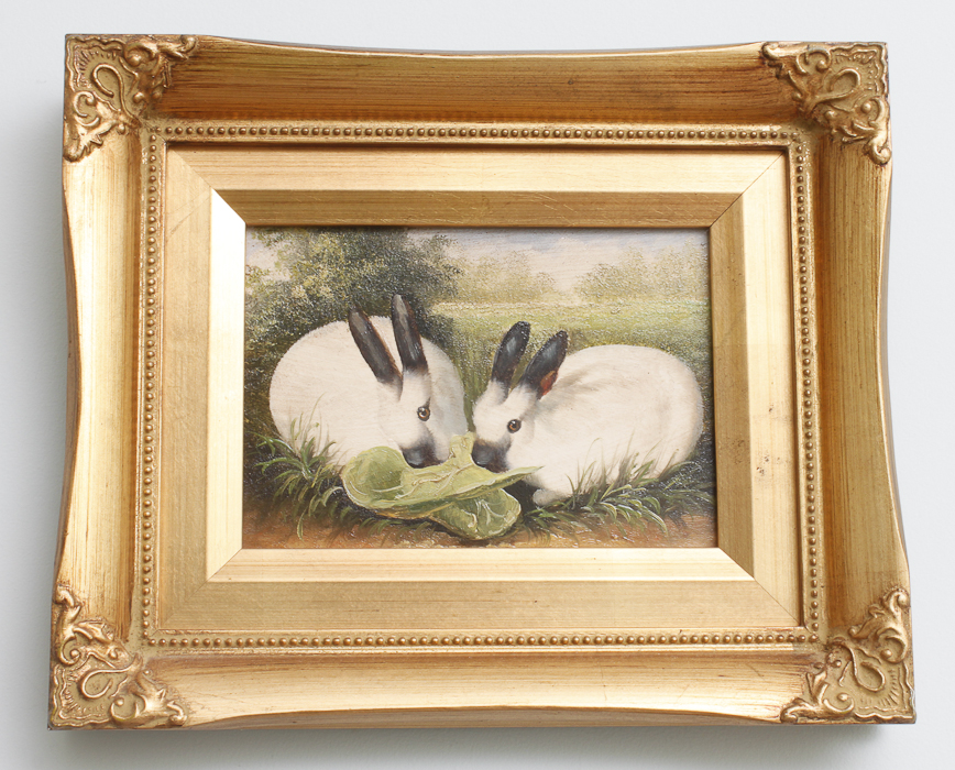 Framed Original Rabbit Oil Paintings by Robert Grace