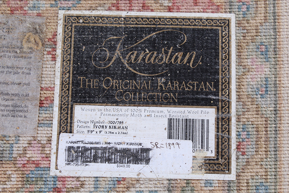 Karastan Wool Kirman Area Rug with Rug Pad