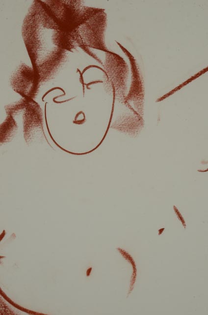 Reuben Nakian Conté Crayon Sketch of Nude Woman and Bull