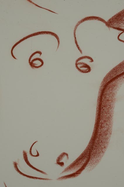 Reuben Nakian Conté Crayon Sketch of Nude Woman and Bull