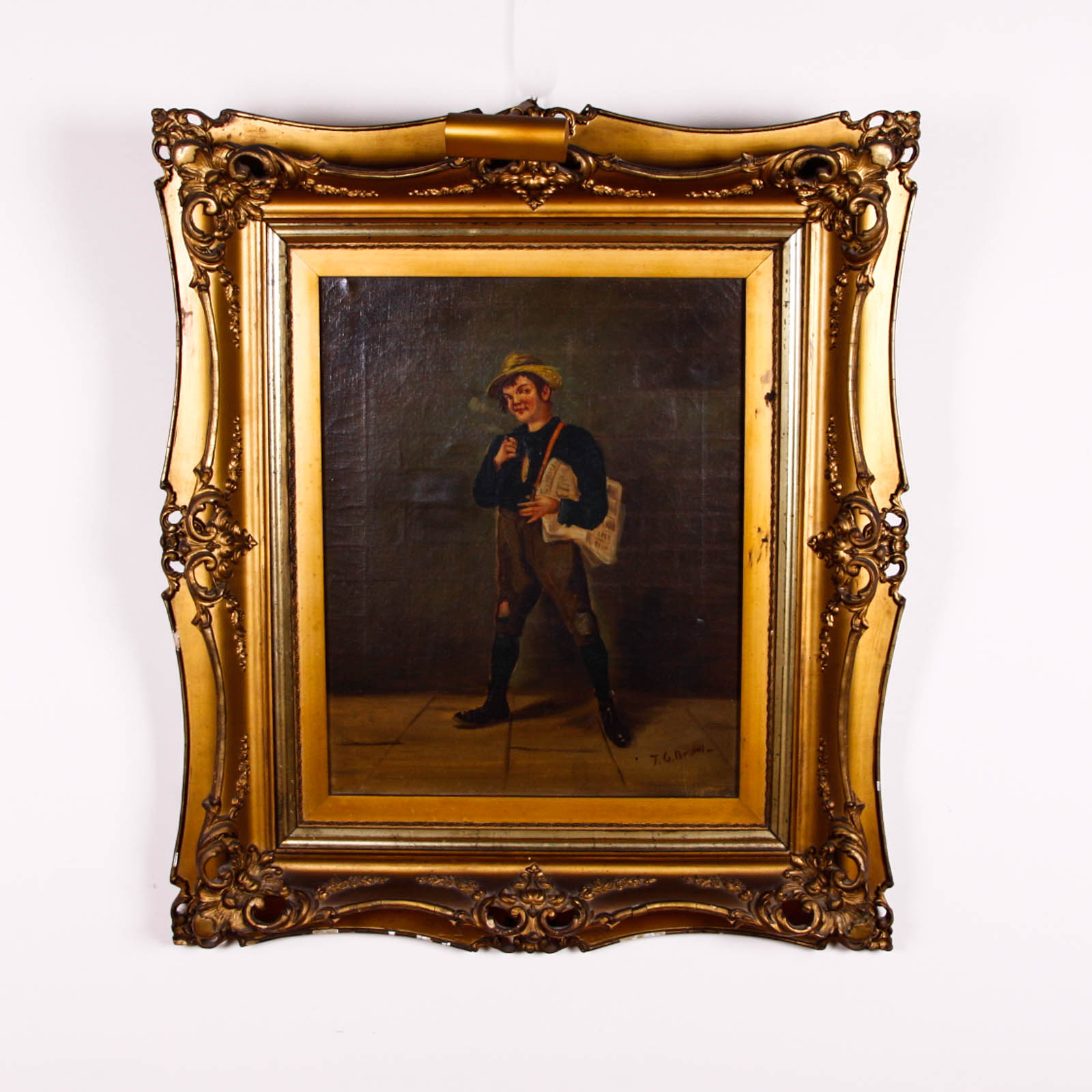 Oil Painting on Canvas of a Young Man with Newspaper