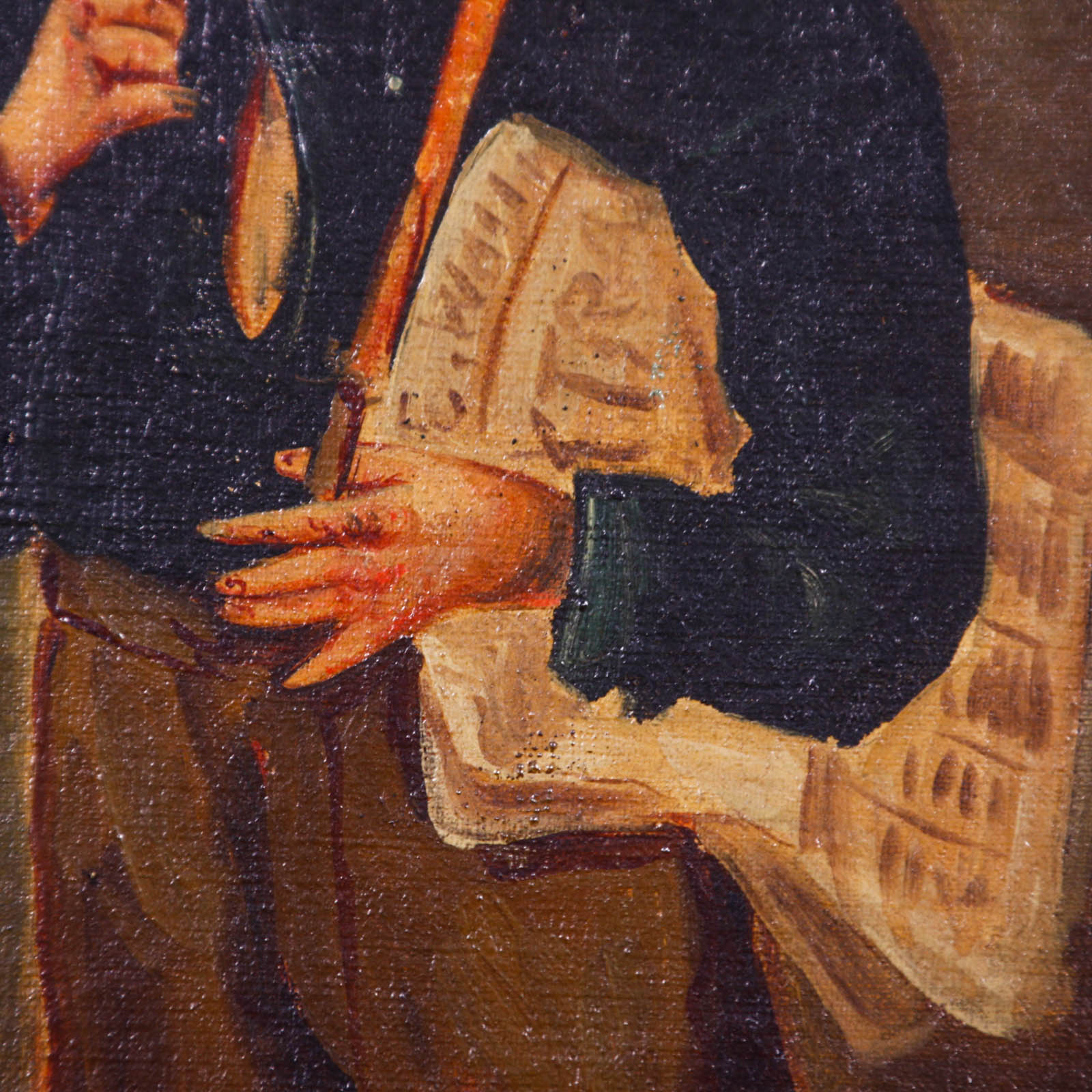 Oil Painting on Canvas of a Young Man with Newspaper