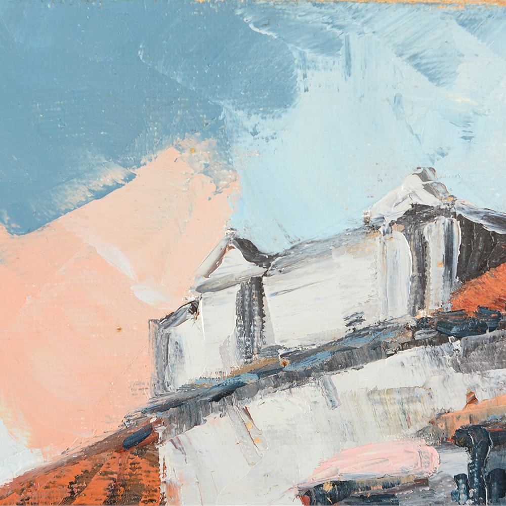 Original Signed Oil Painting of a Village Street Scene