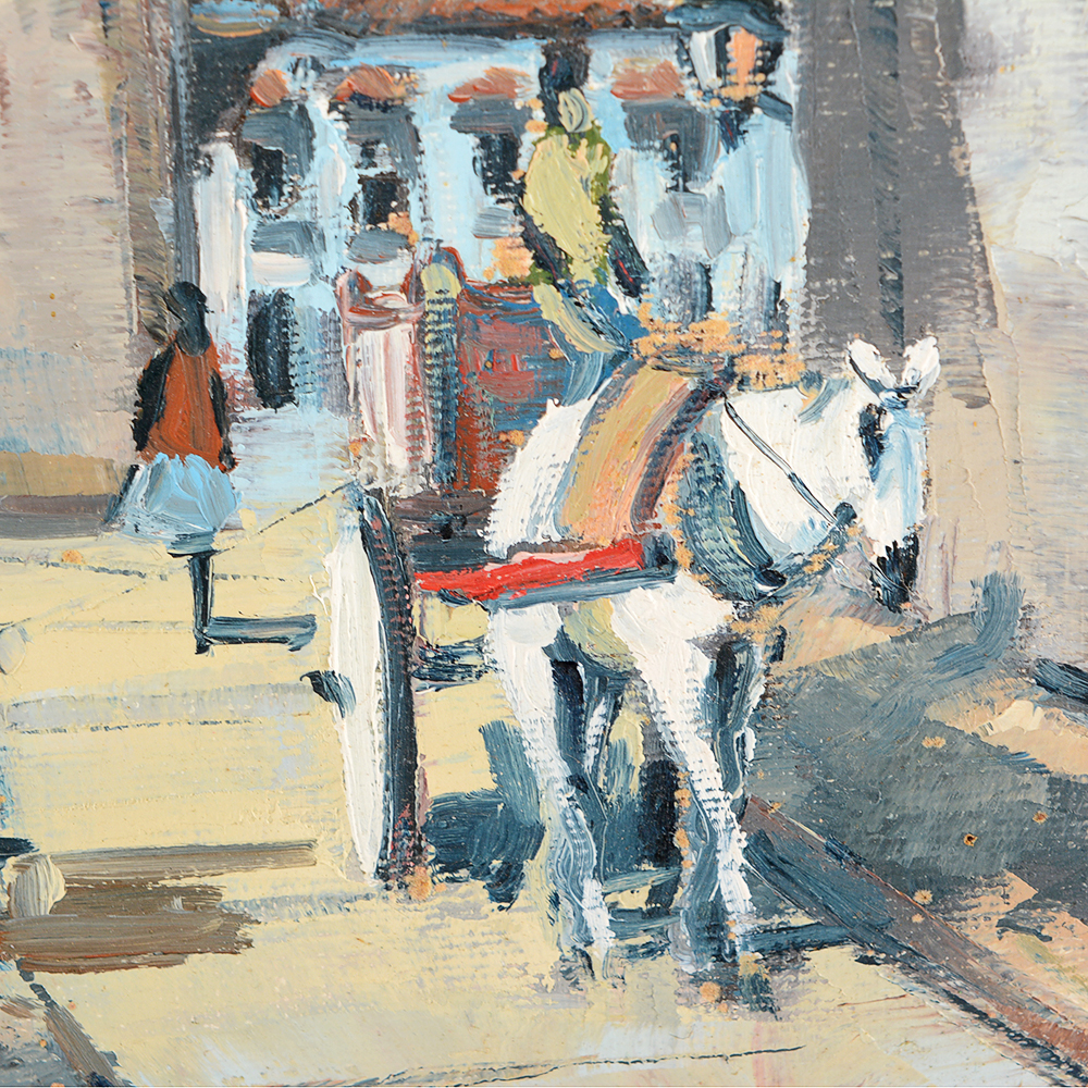 Original Signed Oil Painting of a Village Street Scene