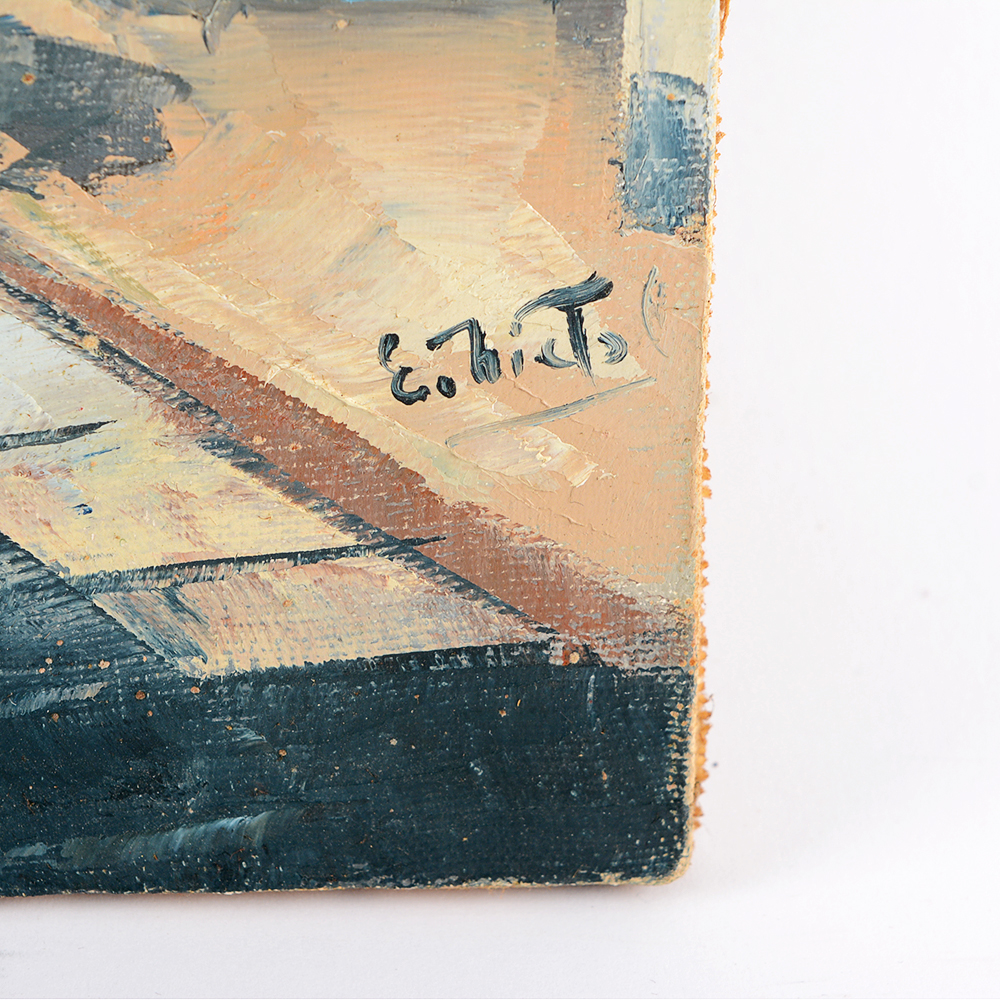 Original Signed Oil Painting of a Village Street Scene