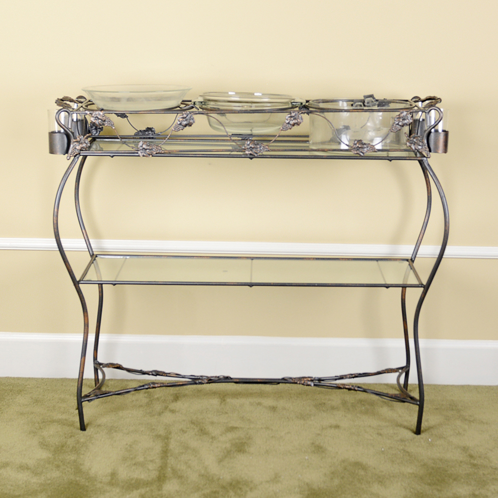 Glass and Metal Two Tiered Serving Station