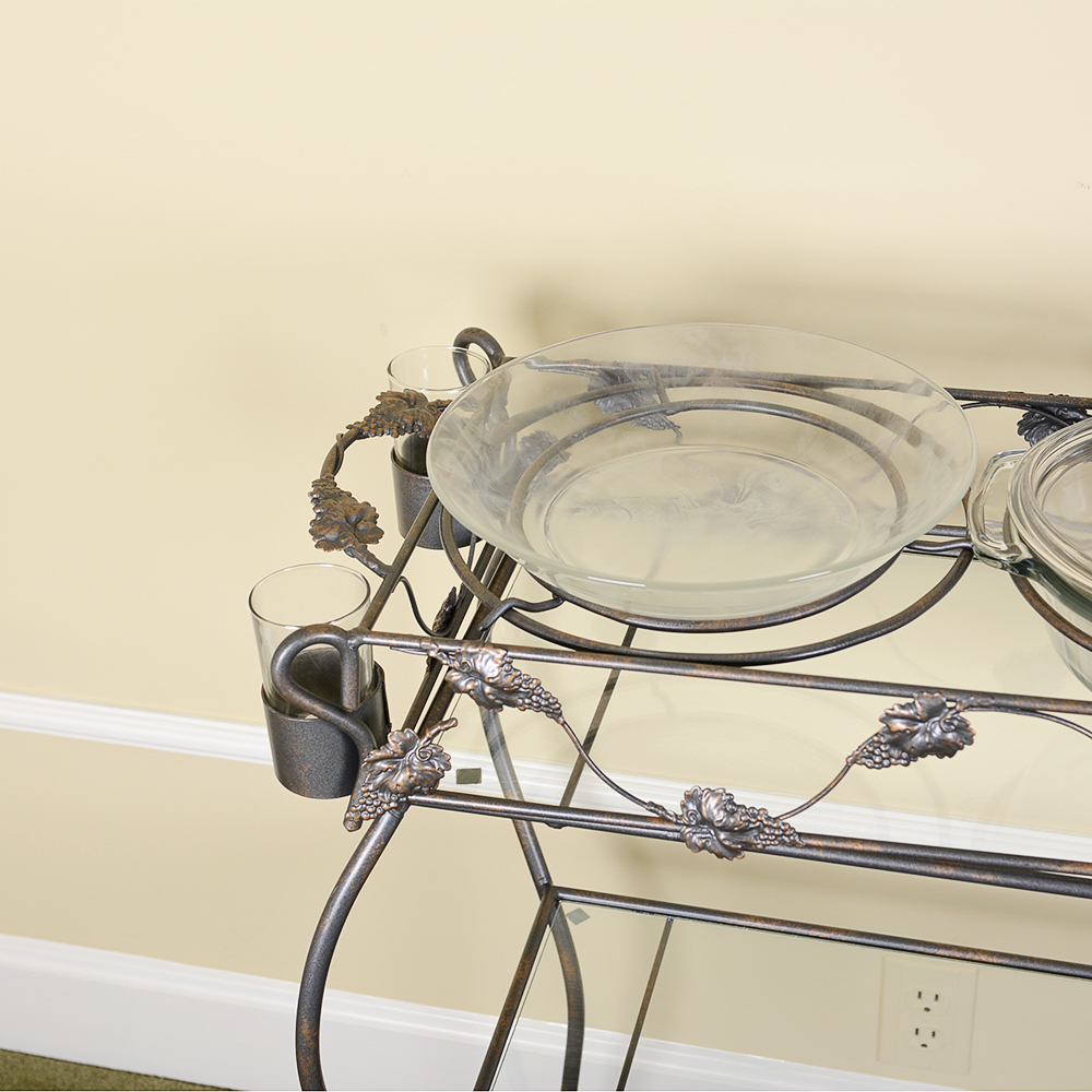 Glass and Metal Two Tiered Serving Station