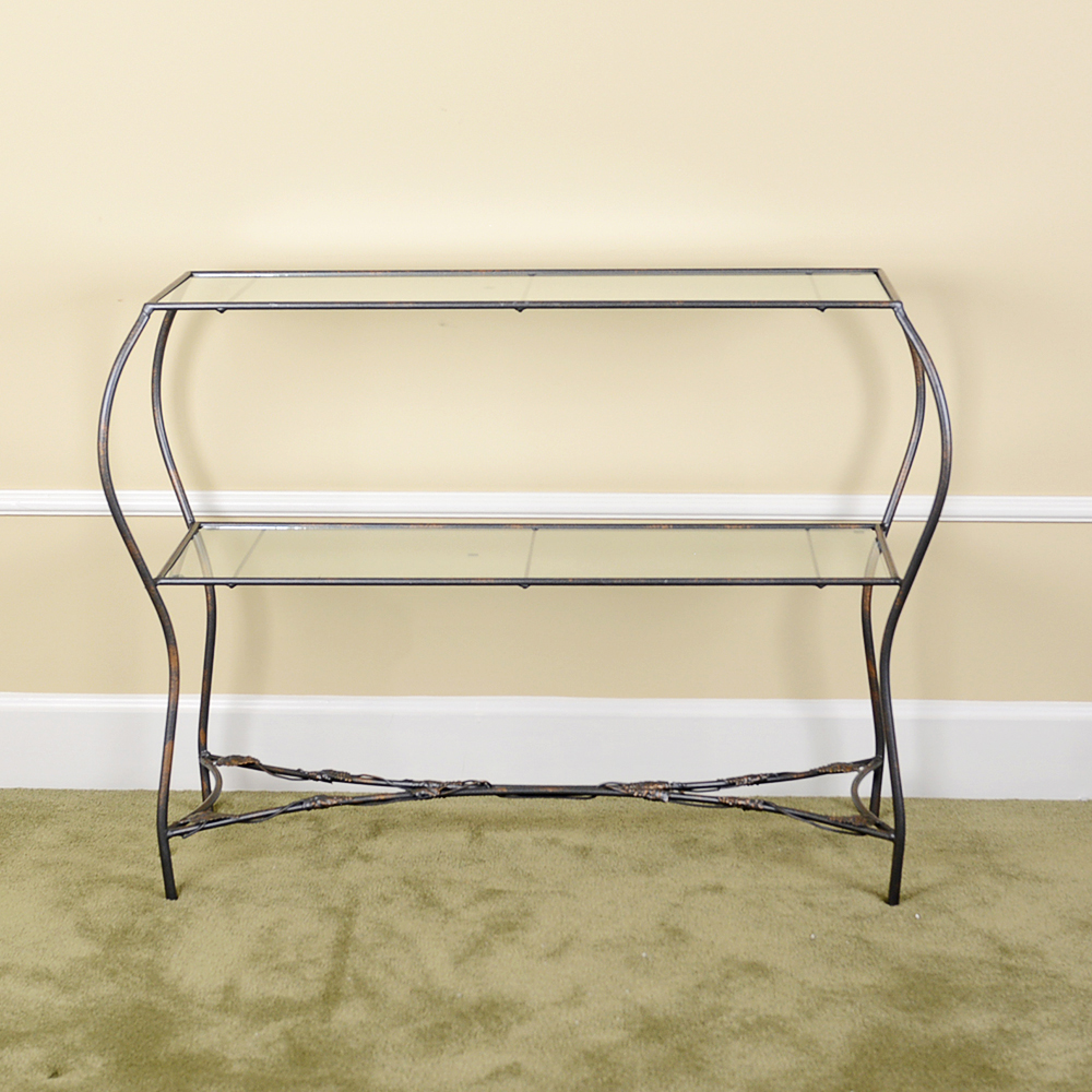 Glass and Metal Two Tiered Serving Station