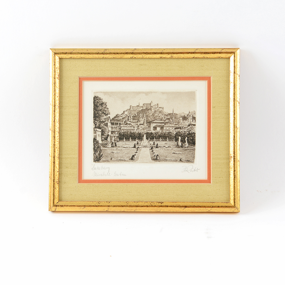 Artist Signed Etching of Salzburg