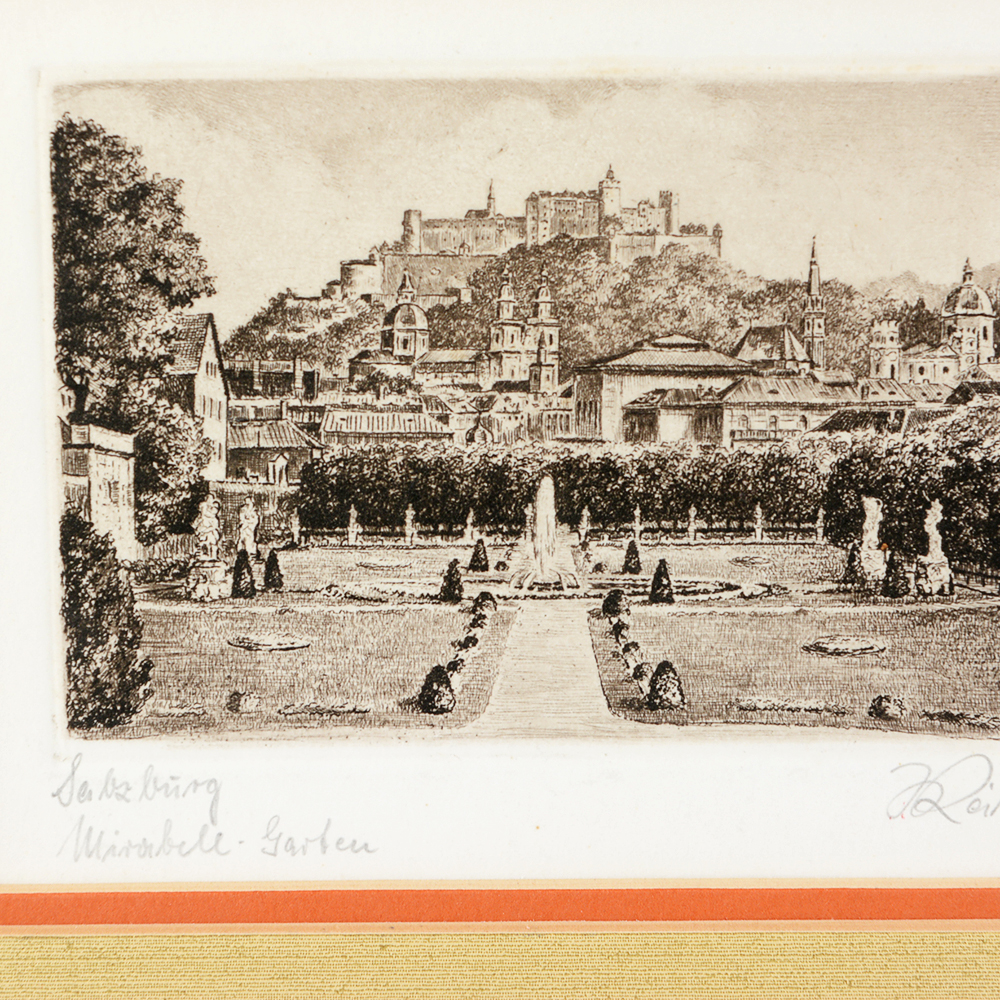 Artist Signed Etching of Salzburg