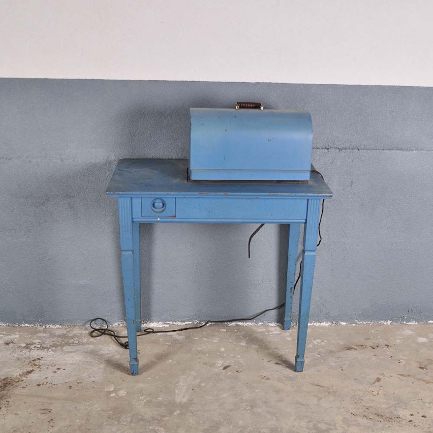 Blue Painted Singer Sewing Machine Table