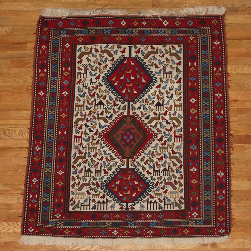 Handwoven Anatolian Kurdish Area Rug