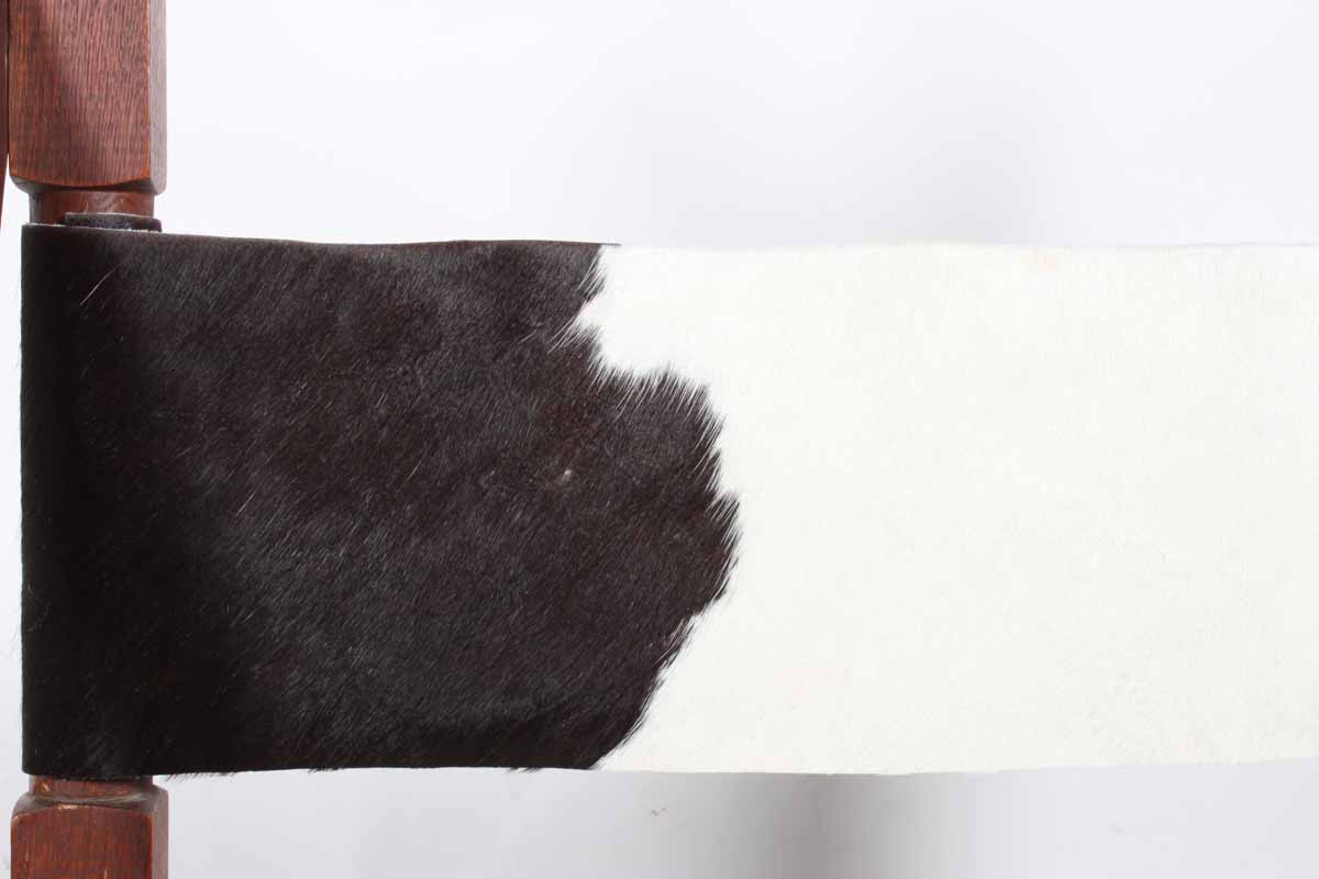 Antique Campaign War Chair with Cowhide Seat and Back