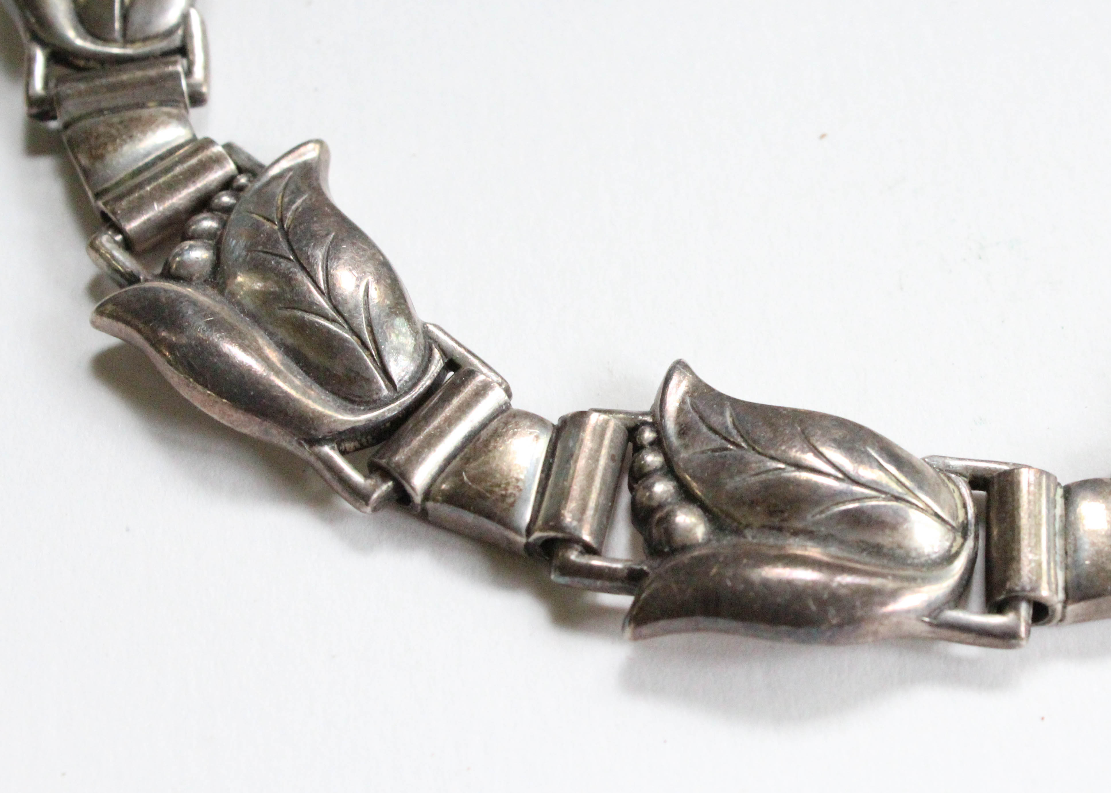 Vintage Alphonse La Paglia Art Deco Sterling Silver Necklace and Earring Set