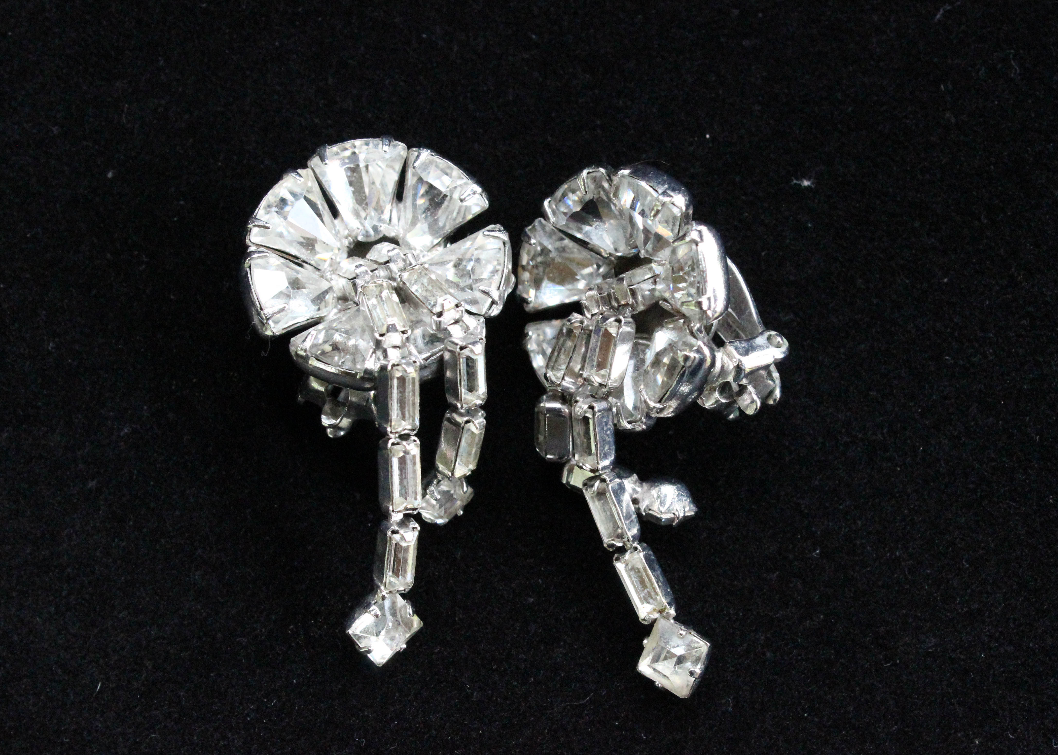 Collection of Vintage Costume Jewelry with Crystal Rhinestones, Including Kramer