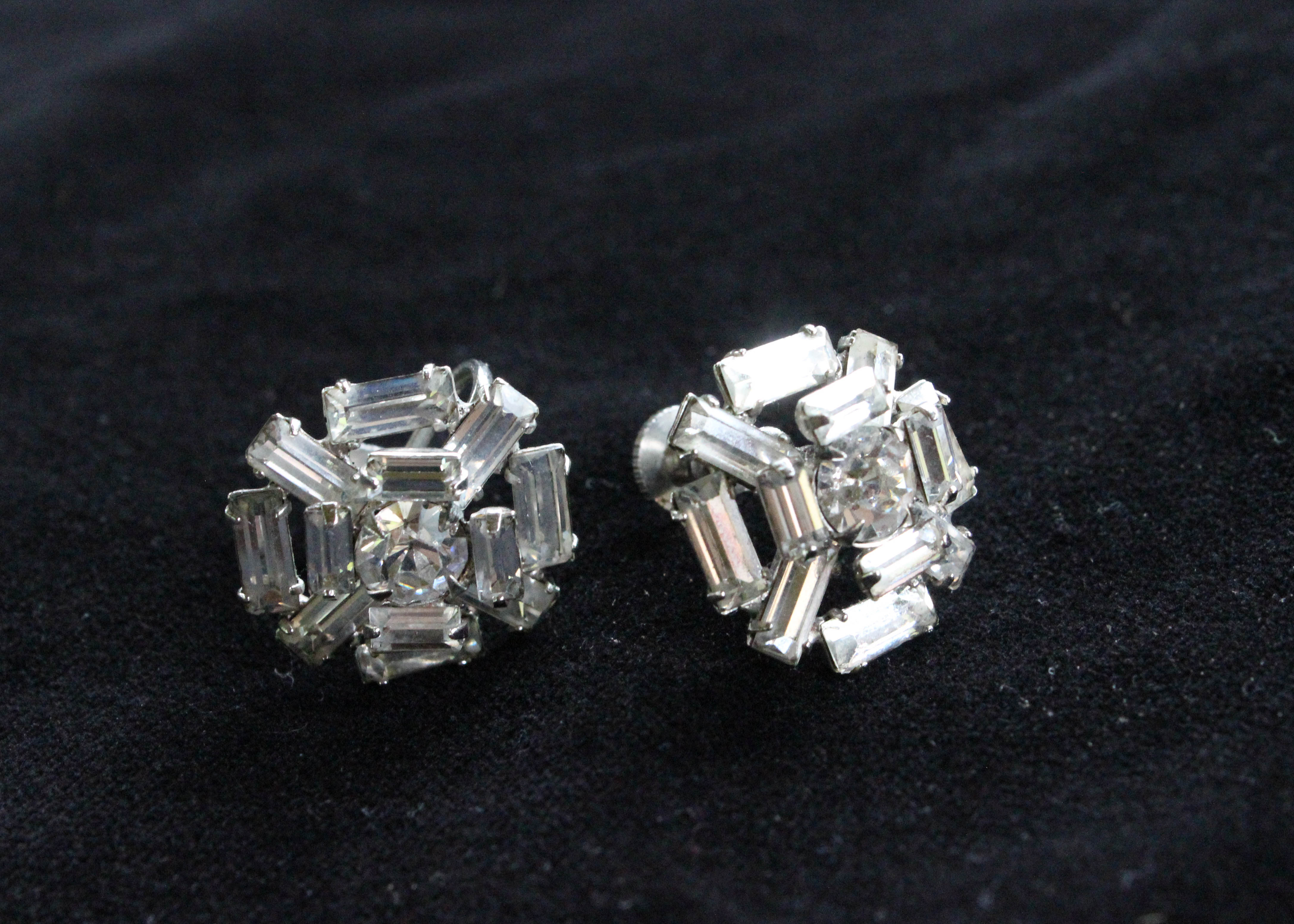 Collection of Vintage Costume Jewelry with Crystal Rhinestones, Including Kramer