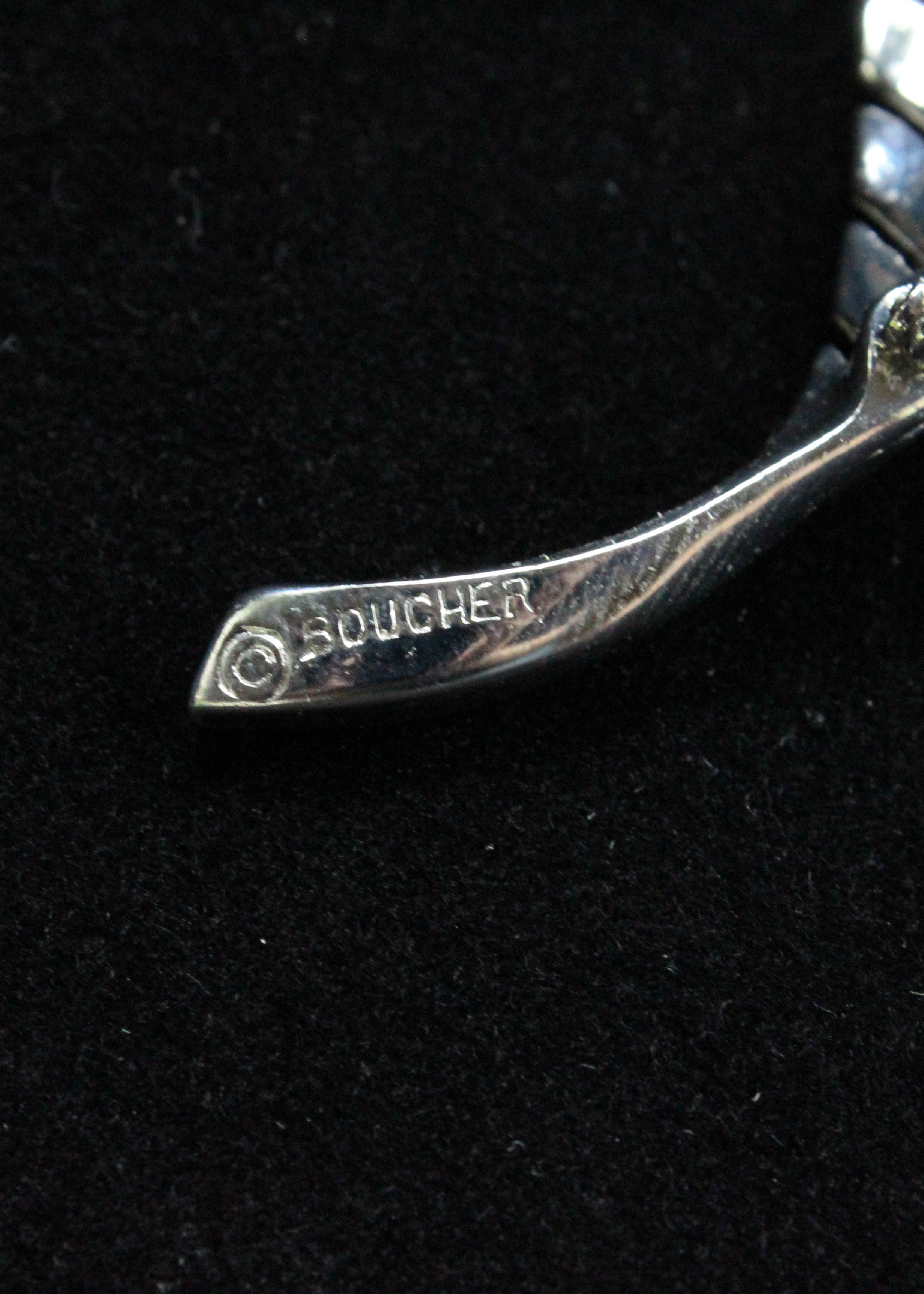 Pair of Vintage Pin with Crystal Rhinestones, Including Boucher