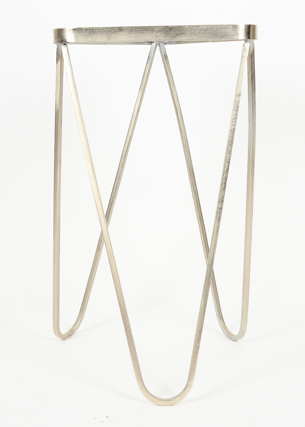 Pair of Triangular Metal and Glass Accent Tables