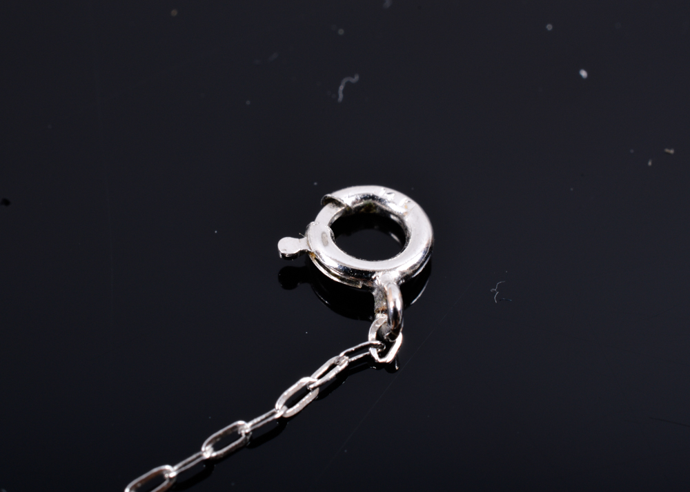 14K White Gold and Synthetic Blue Star Sapphire Pendant Necklace