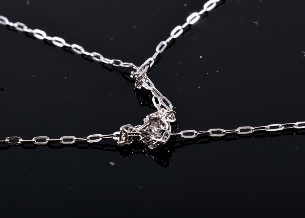 14K White Gold and Synthetic Blue Star Sapphire Pendant Necklace