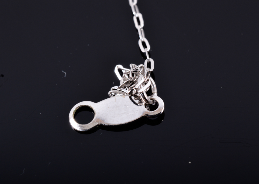 14K White Gold and Synthetic Blue Star Sapphire Pendant Necklace