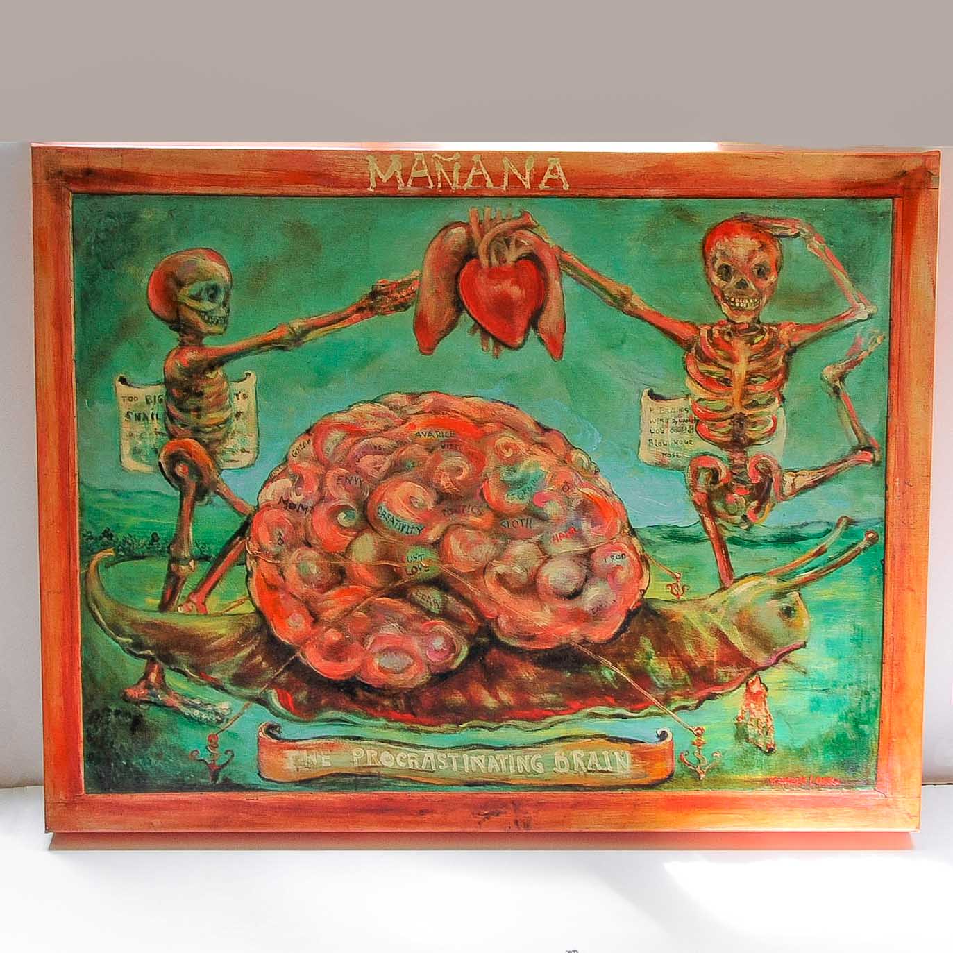 Warren Long Acrylic on Canvas, "The Procrastinating Brain"