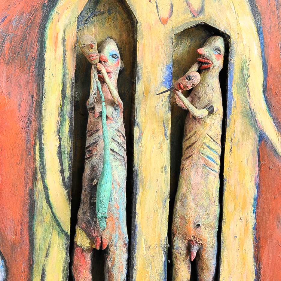 Kjell Erik Killi Olsen Acrylic on Wood with Paper Mache