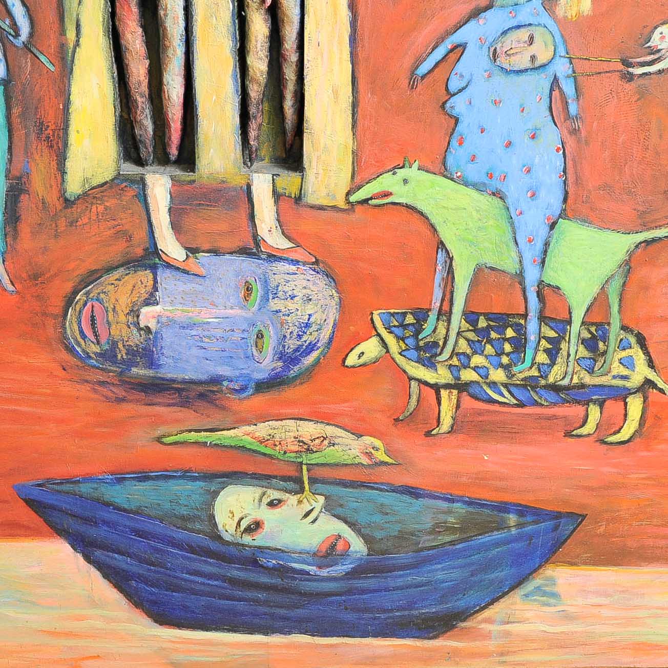 Kjell Erik Killi Olsen Acrylic on Wood with Paper Mache