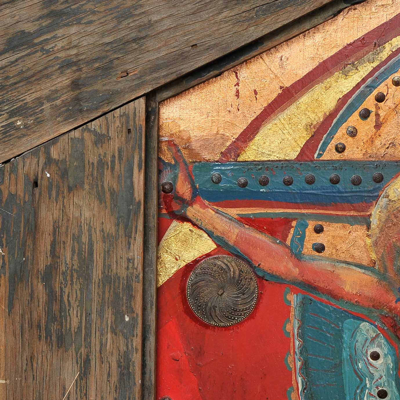 Original Warren Long Acrylic on Wood Painting of the Crucifixion