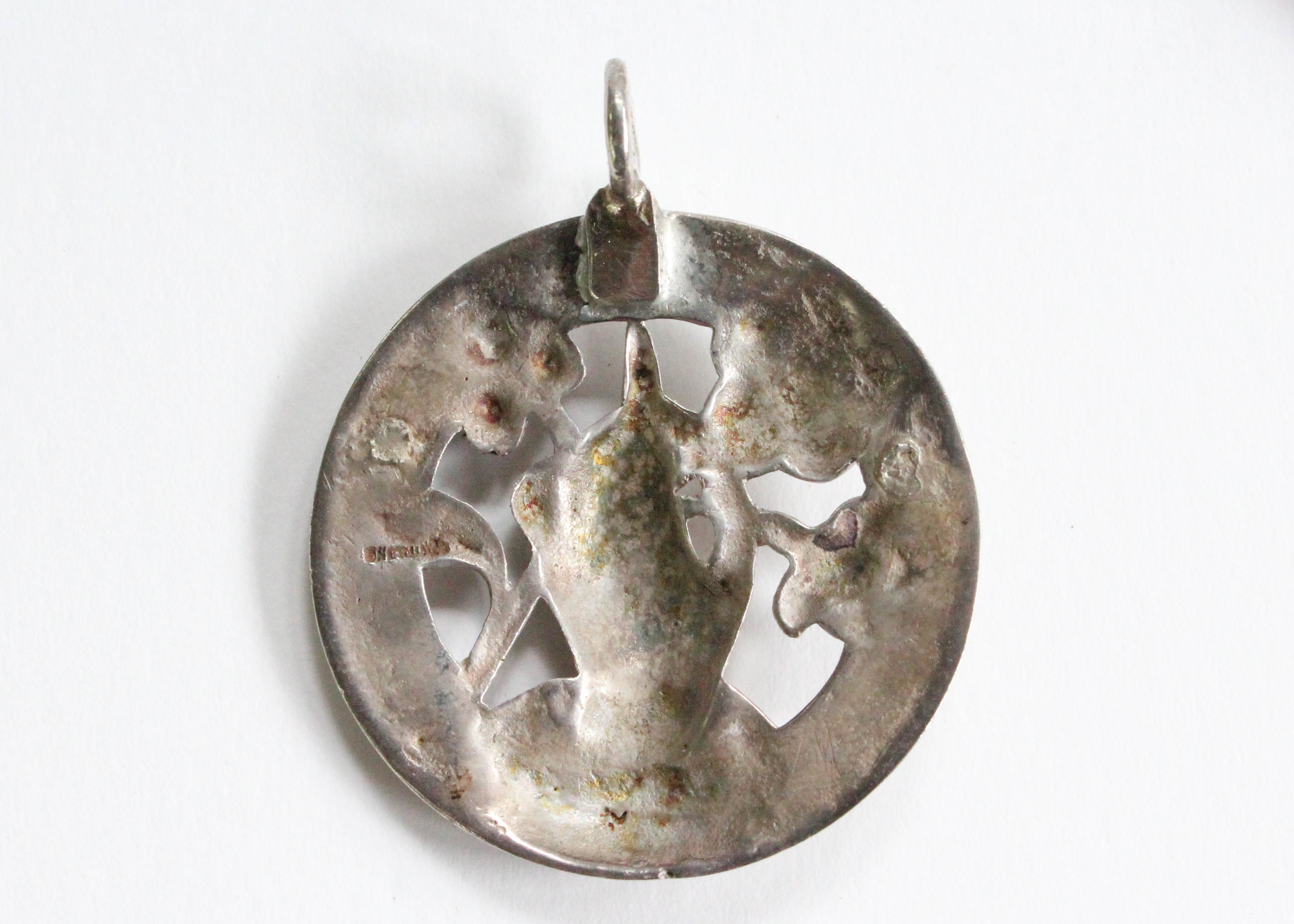 Pair of Antique Sterling Silver Jewelry Pieces with Hands