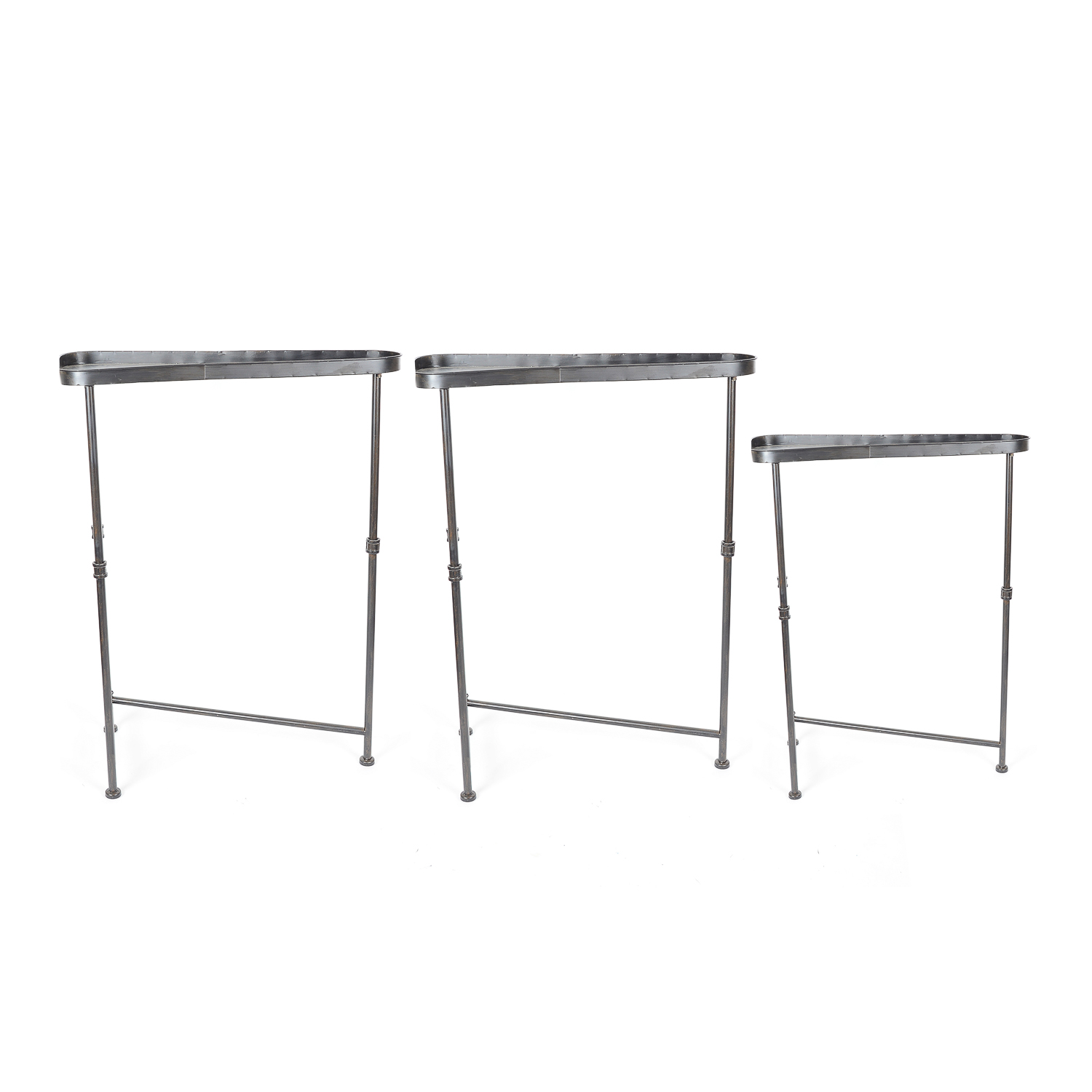 Trio of Triangular Metal Nesting Tables