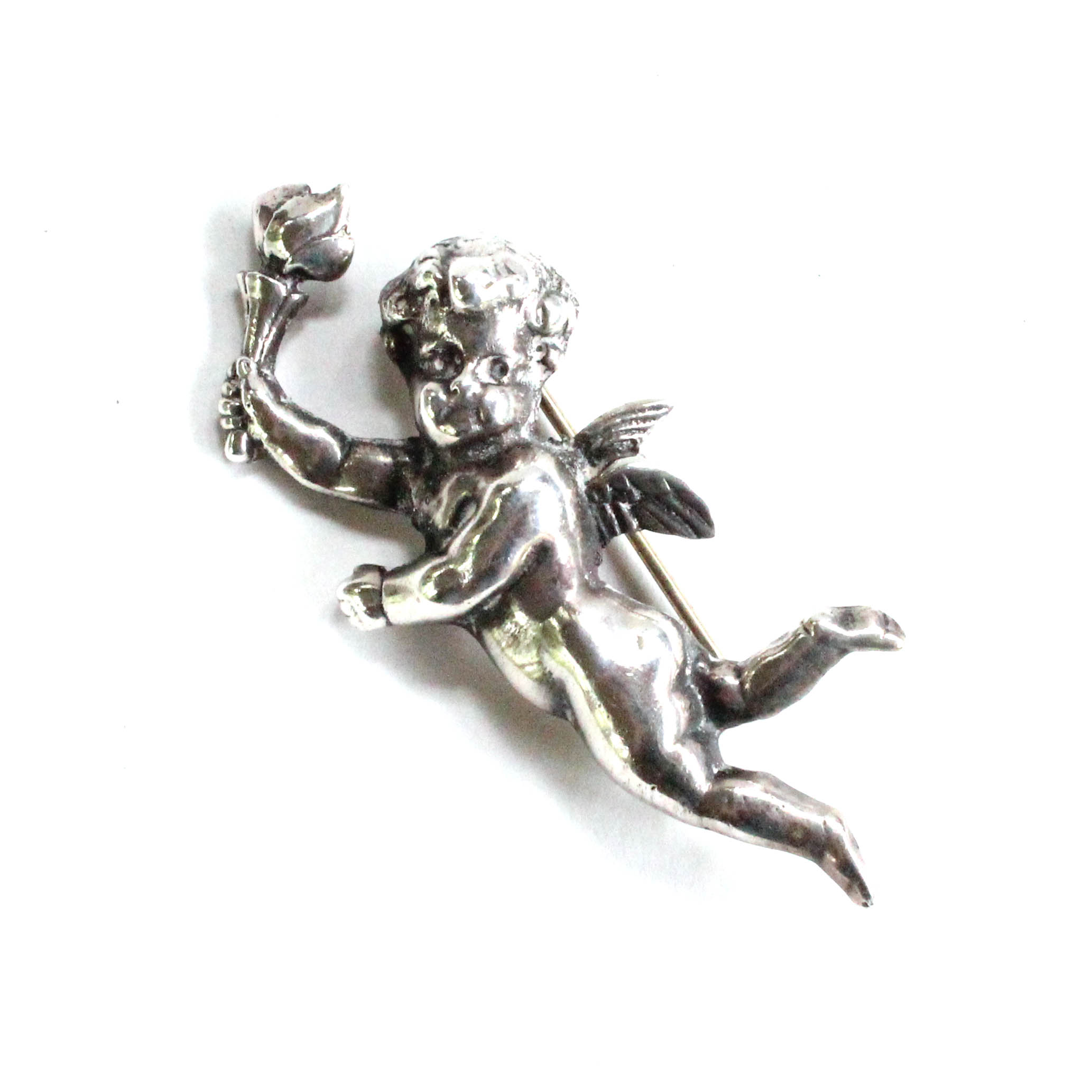 Vintage Silver Tone Cherub Pin