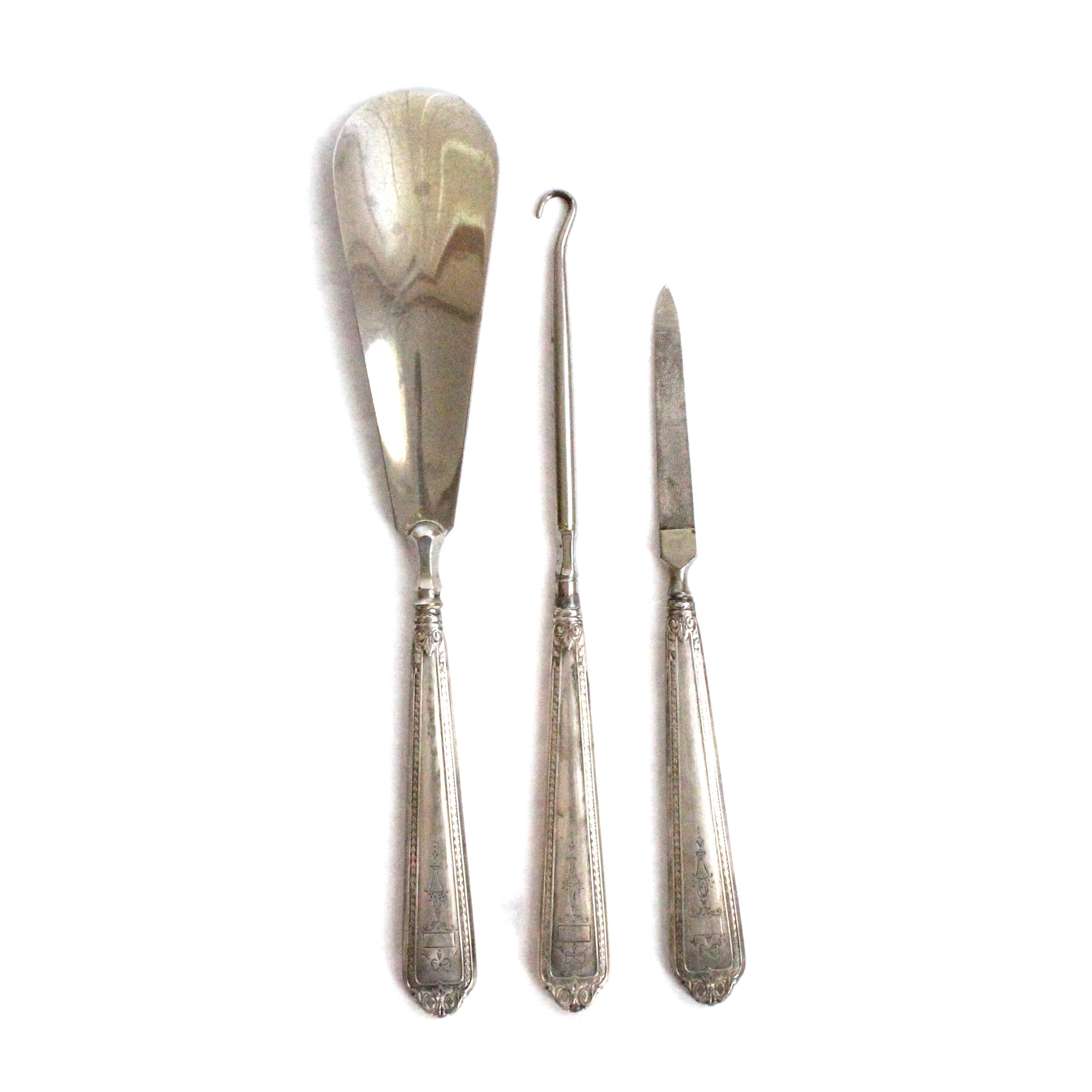 Trio of Vintage Sterling Silver Dressing Table Items