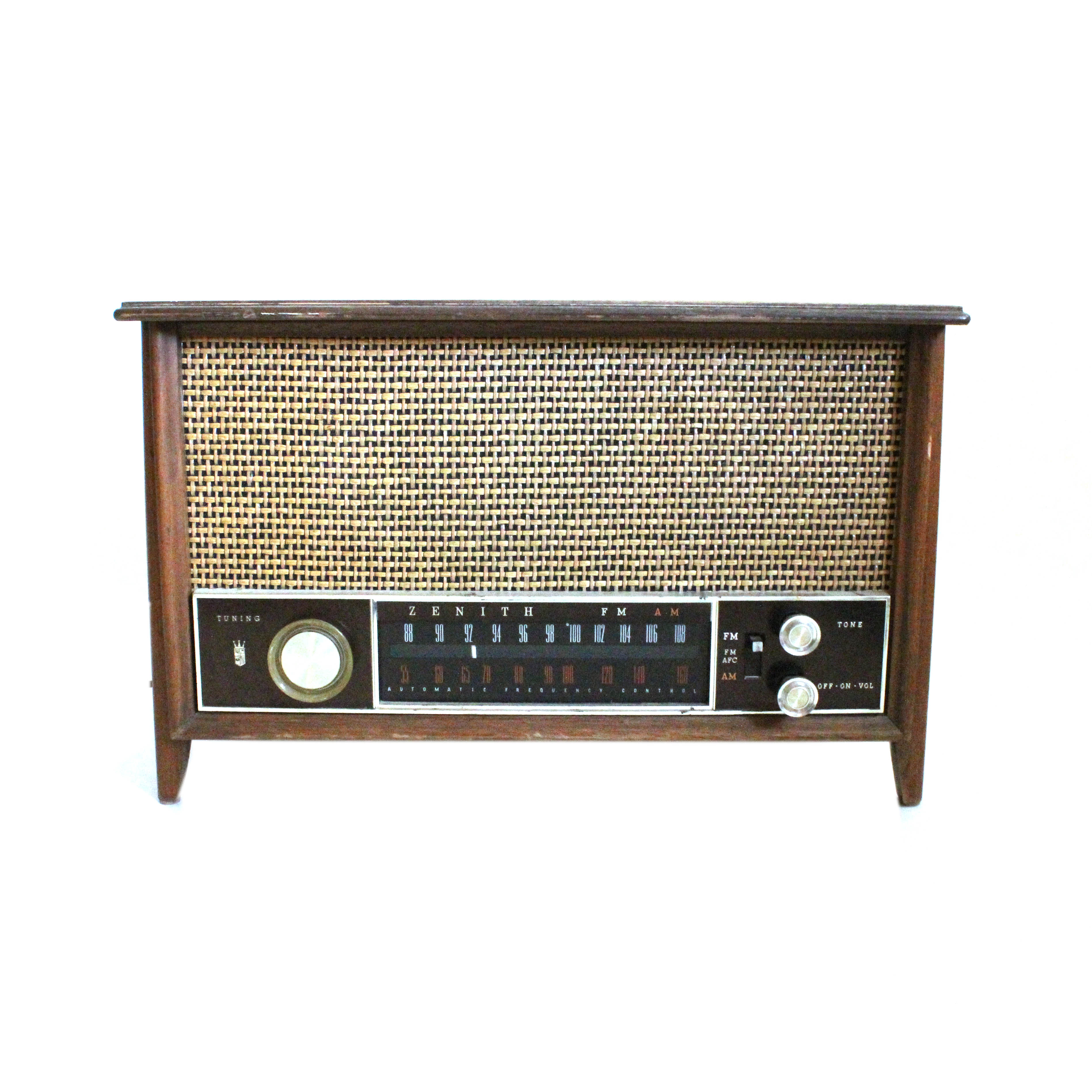 Vintage Zenith S-58040 AM/FM Radio in Wooden Case