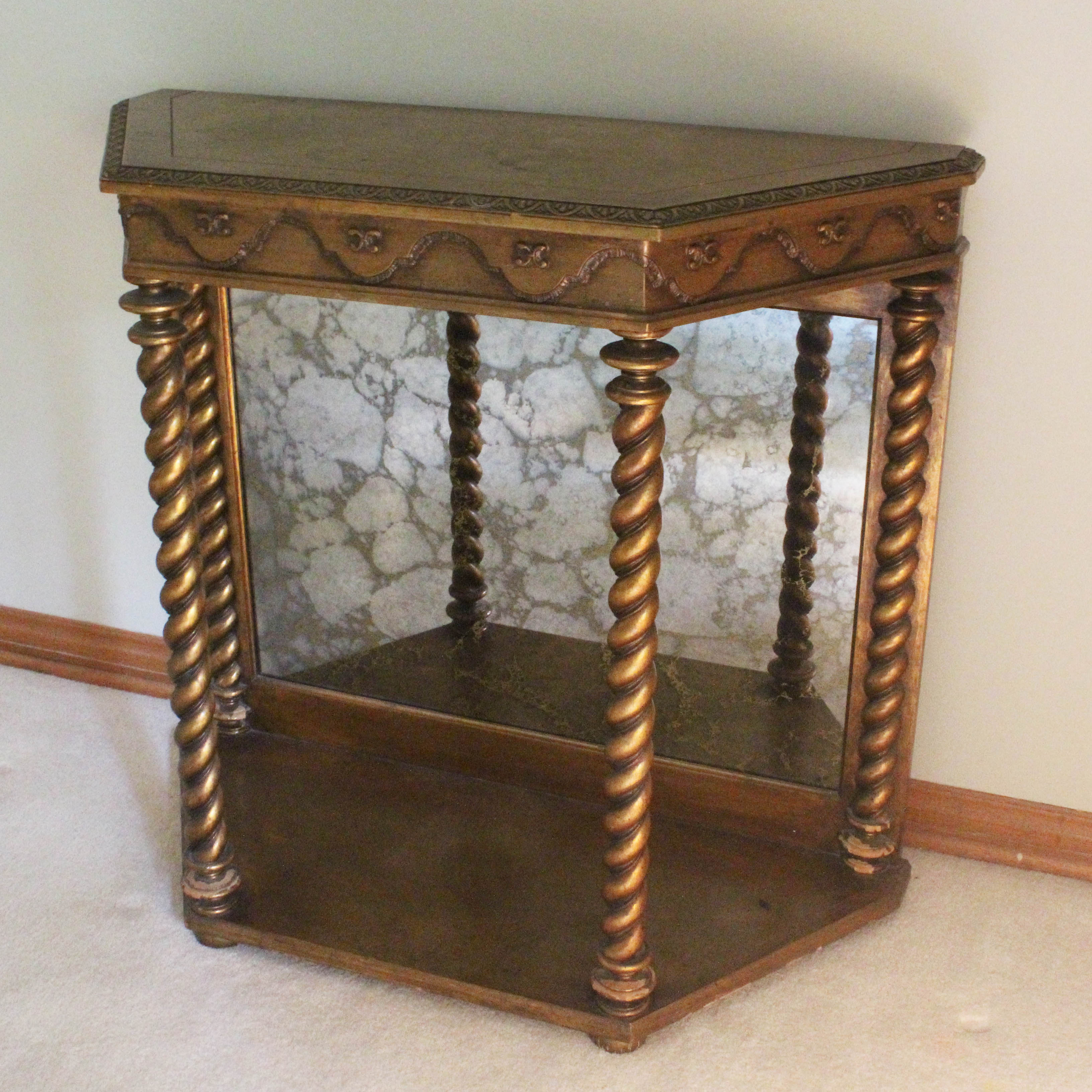 Italian Style Wooden Gold Tone Hallway Table