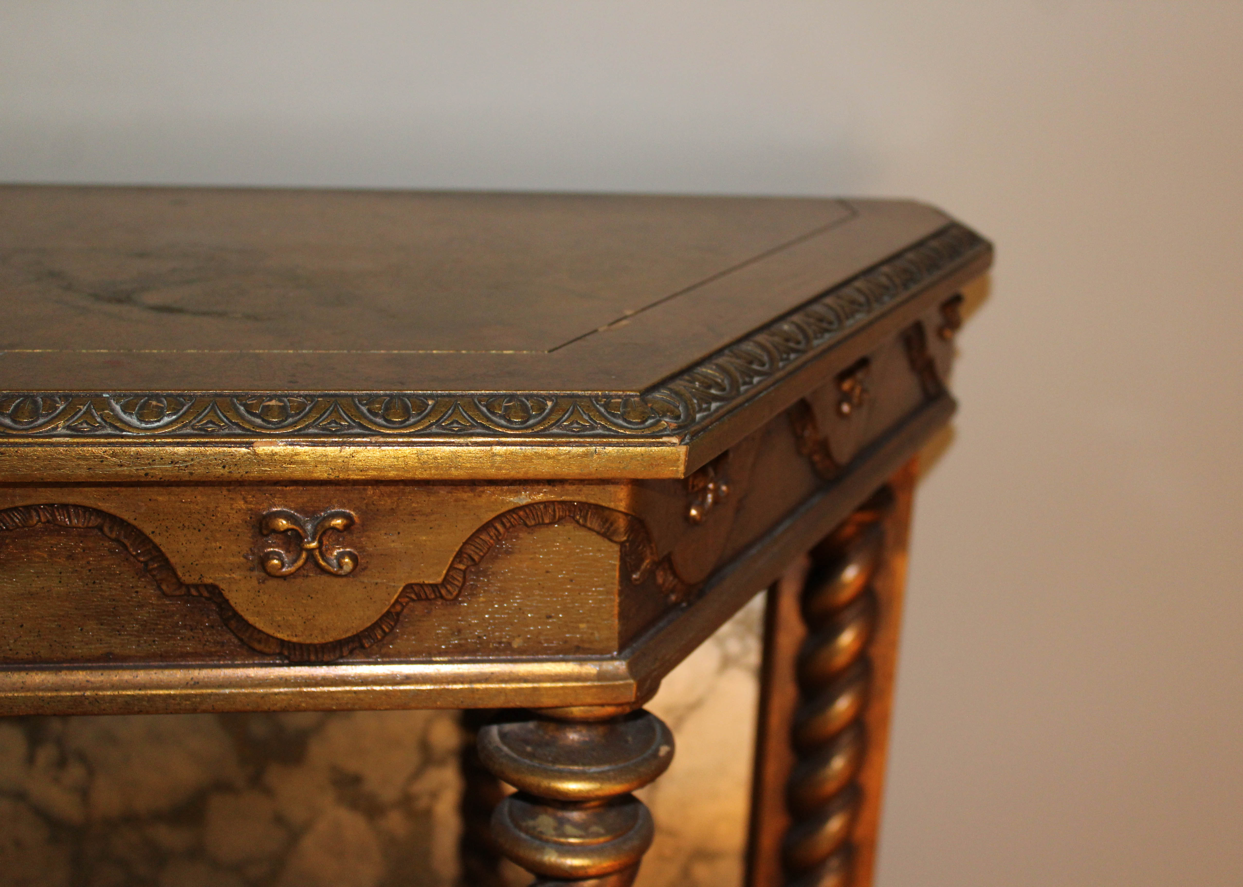 Italian Style Wooden Gold Tone Hallway Table