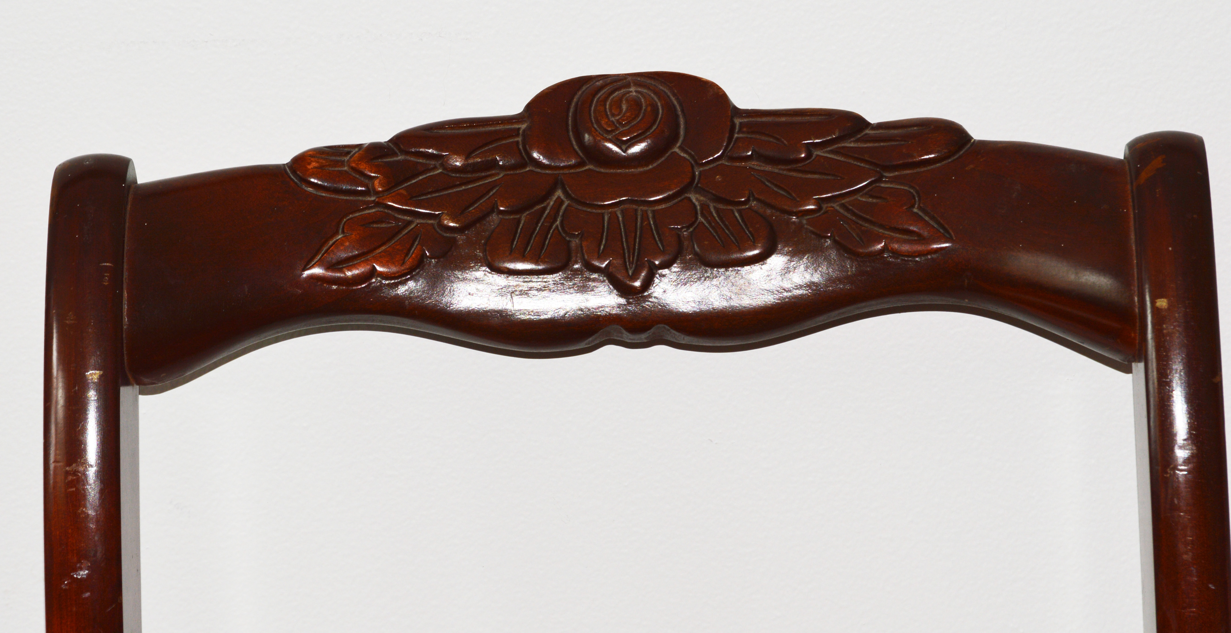 Queen Anne Style Oak Wood Upholstered Chair