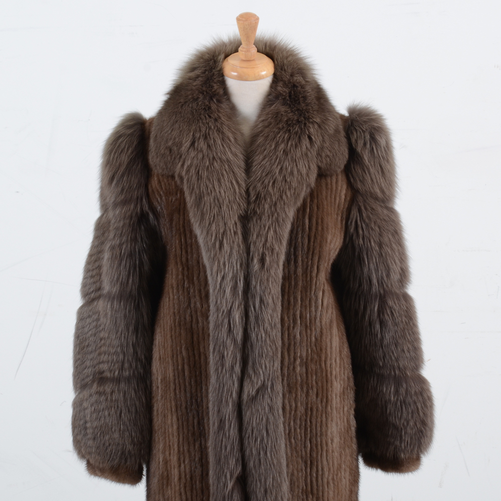 Alaskan Custom Built Furs of Kansas City Muskrat and Fox Fur Coat