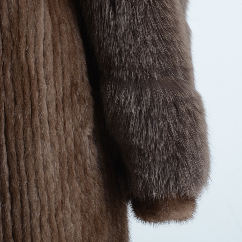 Alaskan Custom Built Furs of Kansas City Muskrat and Fox Fur Coat
